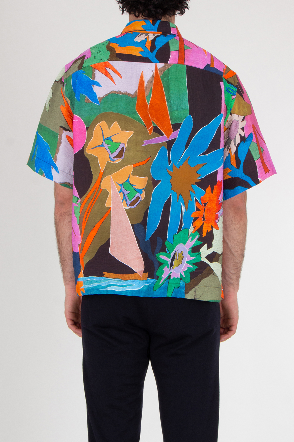 PAUL SMITH 'River Collage' Viscose-Blend Short Sleeve Shirt