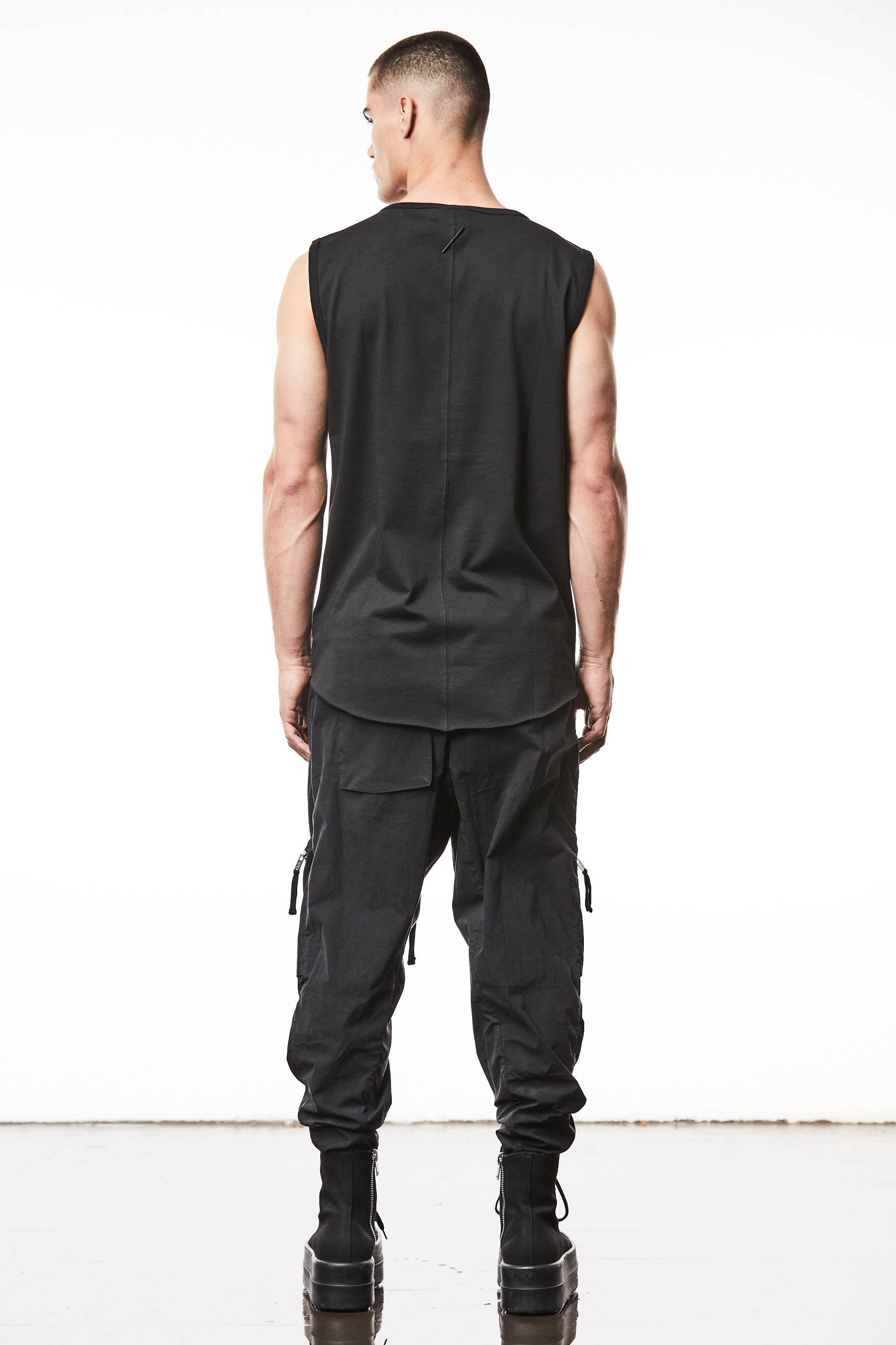 THOM KROM Dropped Crotch Washed Crashed Cotton Stretch Cargo Pants THOM KROM Dropped Crotch Washed Crashed Cotton Stretch Cargo Pants