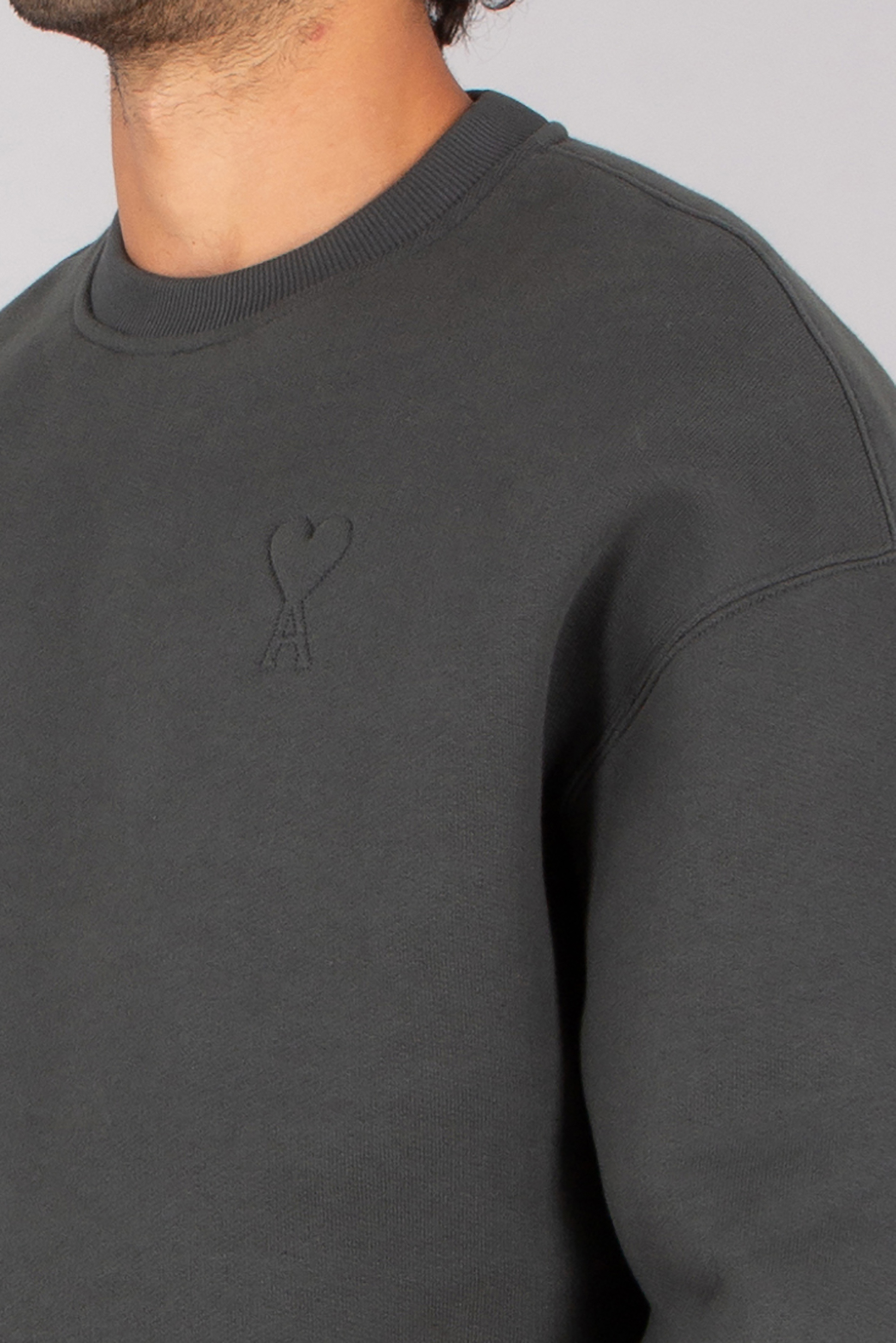 AMI PARIS Comfort Fit Ami De Coeur Brushed Cotton Blend Fleece Sweatshirt Langarm, Pullover, Erwachsener, Mann, Person