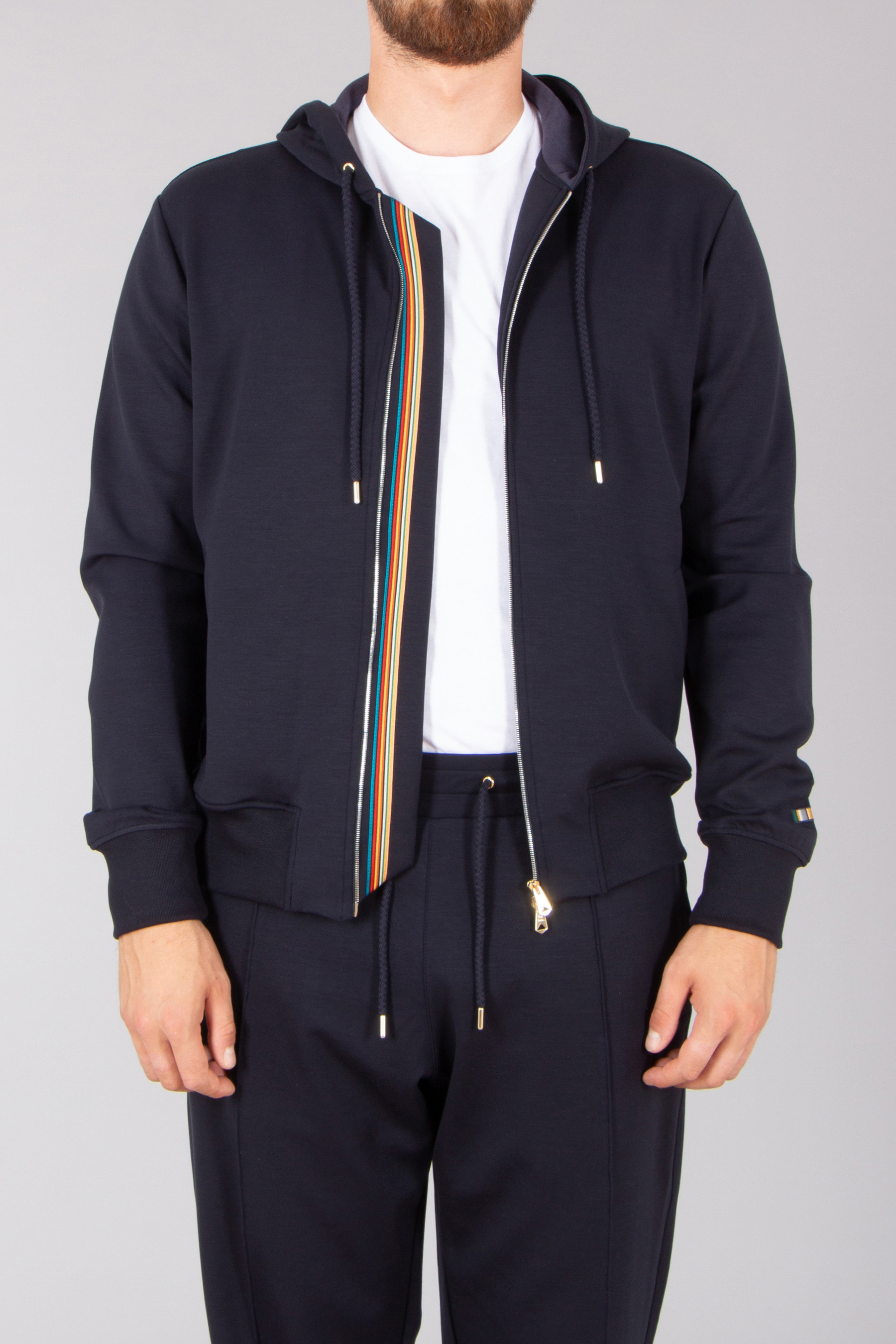 PAUL SMITH Regular Fit Lyocell-Cotton Stretch Jersey Zip-Up Hoodie Kapuzenpulli, Pullover, Sweatshirt, Mantel, Jacke