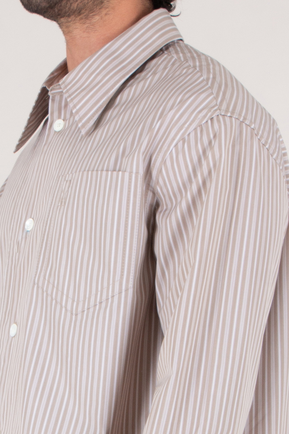 AMI PARIS Loose Fit Ami De Coeur Striped Cotton Poplin Shirt