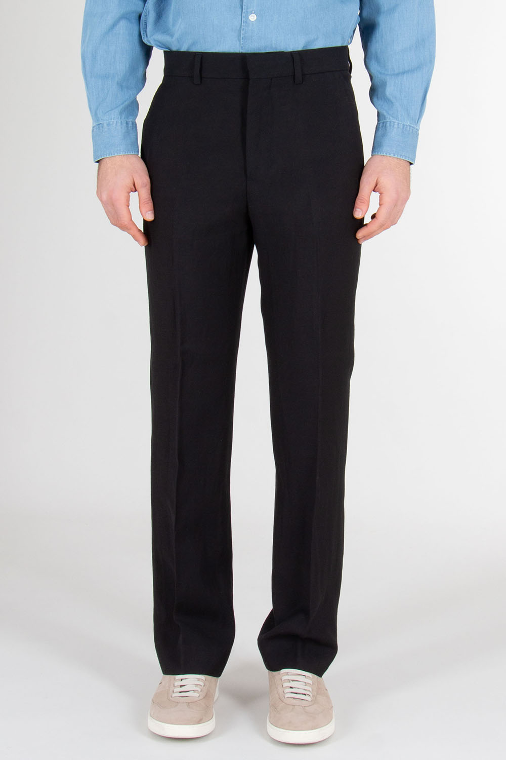 AMI PARIS Straight Fit Viscose-Linen Blend Pants