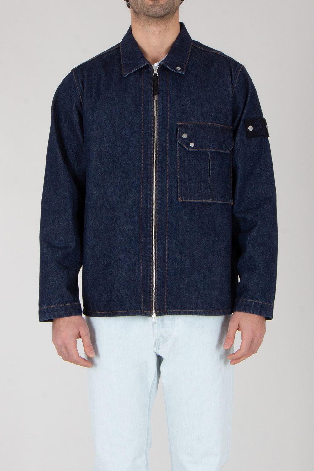 STONE ISLAND Regular Fit Rinsed Organic Cotton Denim Jacket