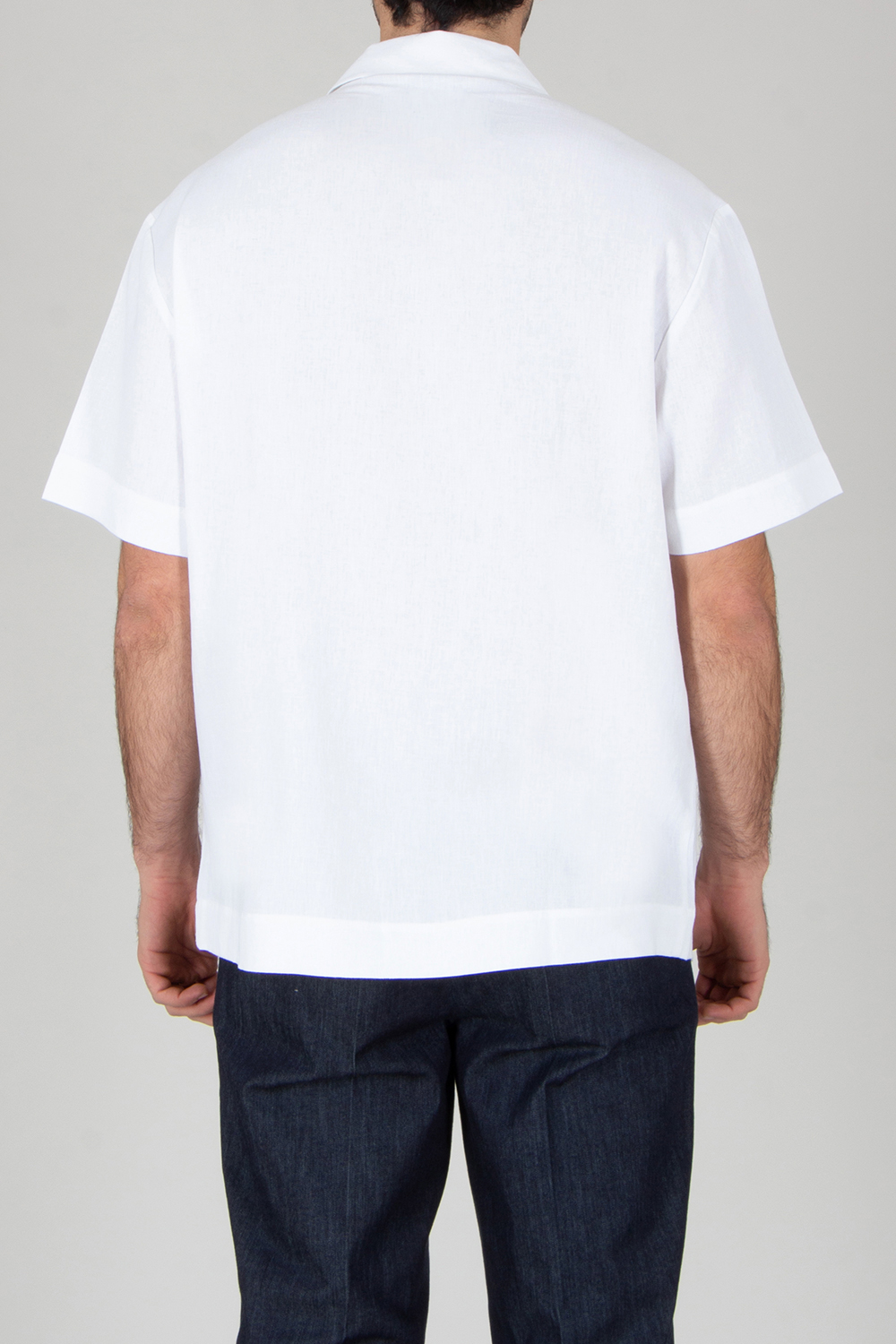 EMPORIO ARMANI Relaxed Fit Linen Blend Beachwear Short-Sleeve Shirt