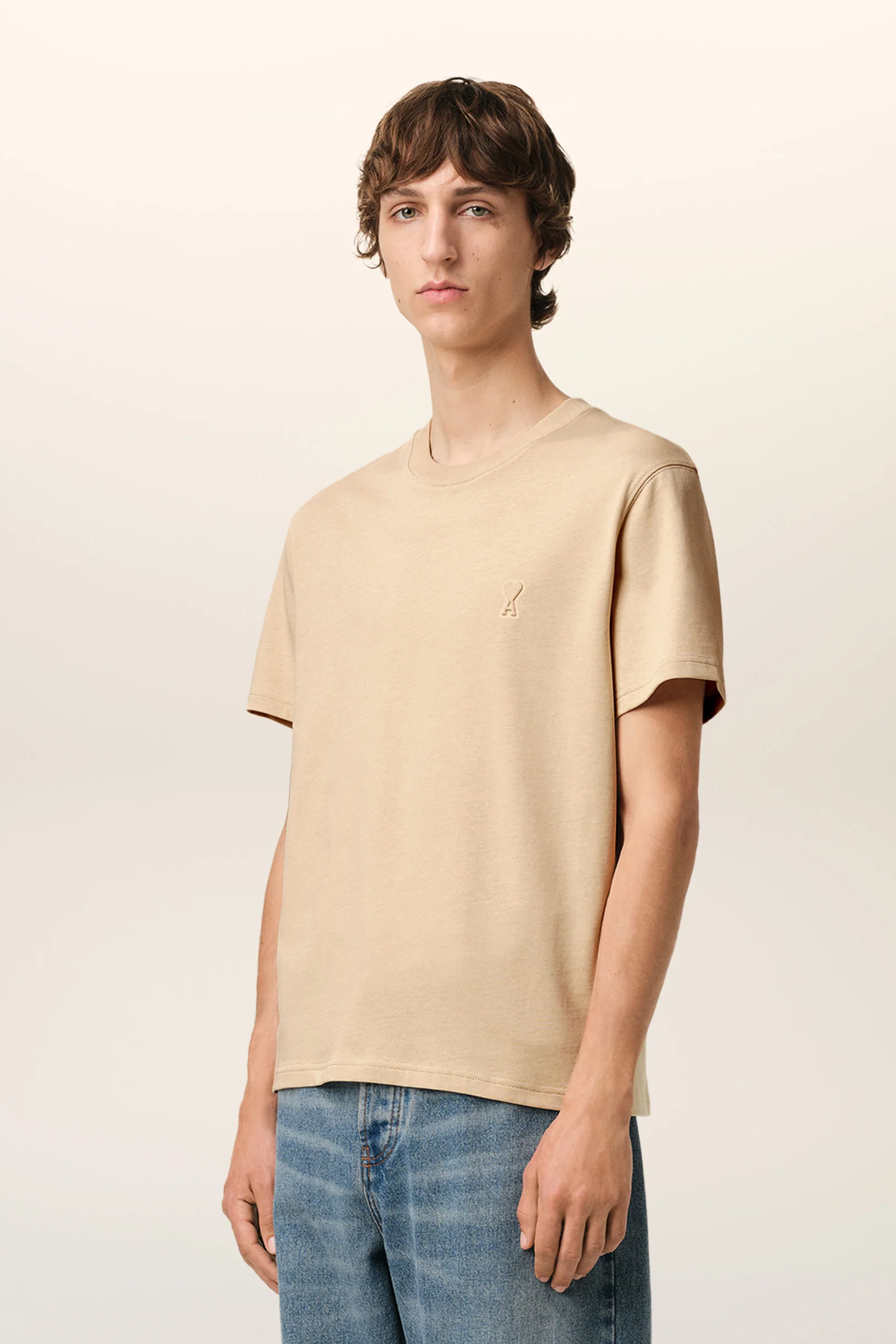 AMI PARIS Embossed Organic Cotton Jersey T-Shirt AMI PARIS Embossed Organic Cotton Jersey T-Shirt