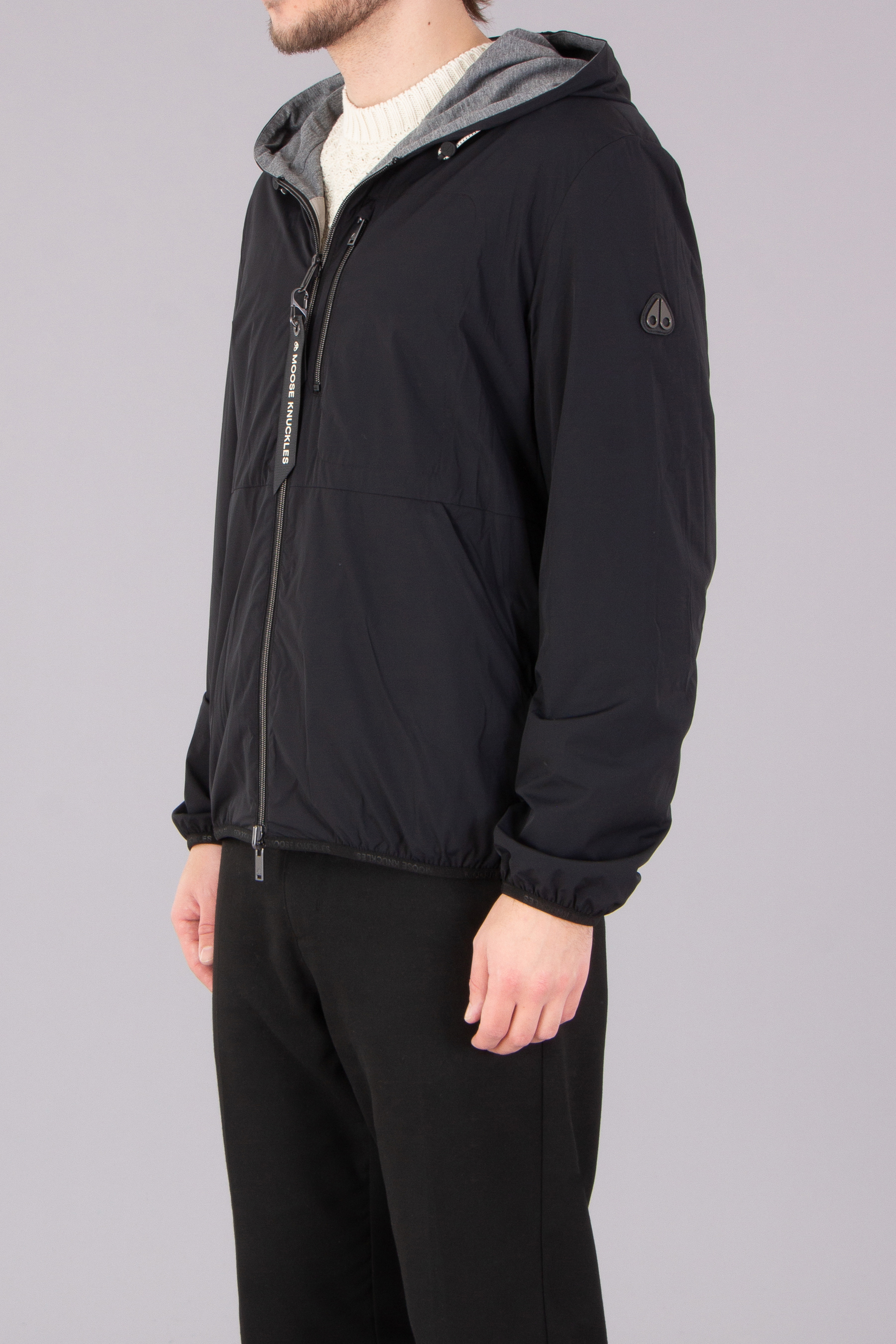 MOOSE KNUCKLES Reversible Stretch Nylon & Jersey Dominion Packable Jacket MOOSE KNUCKLES Reversible Stretch Nylon & Jersey Dominion Packable Jacket