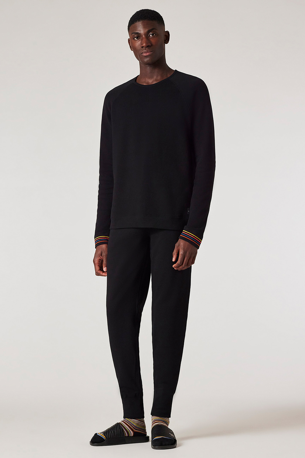 PAUL SMITH Regular Fit Artist Stripe Rib Cotton Fleece Lounge Pants