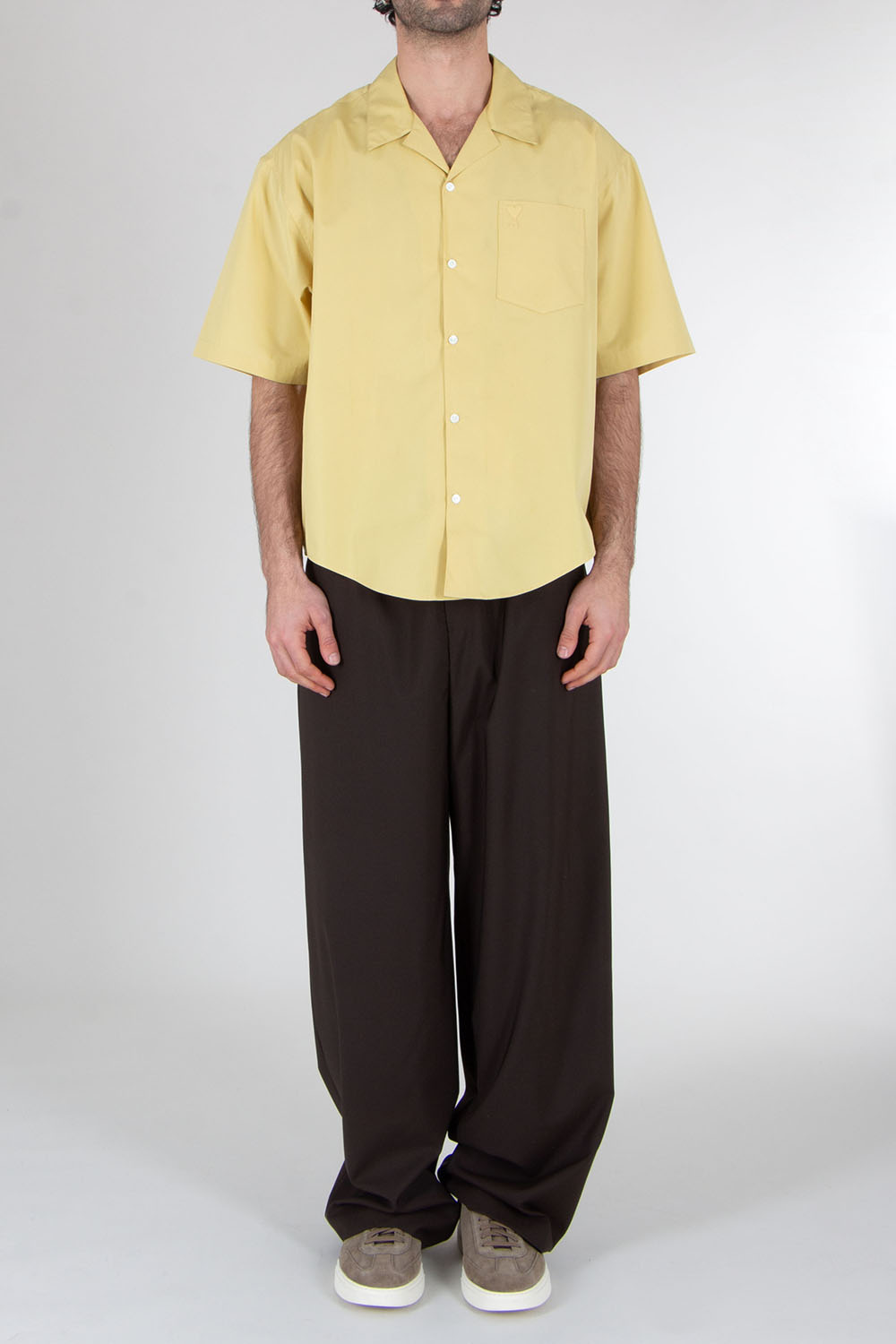 AMI PARIS Oversized Short Sleeve Cotton Shirt 