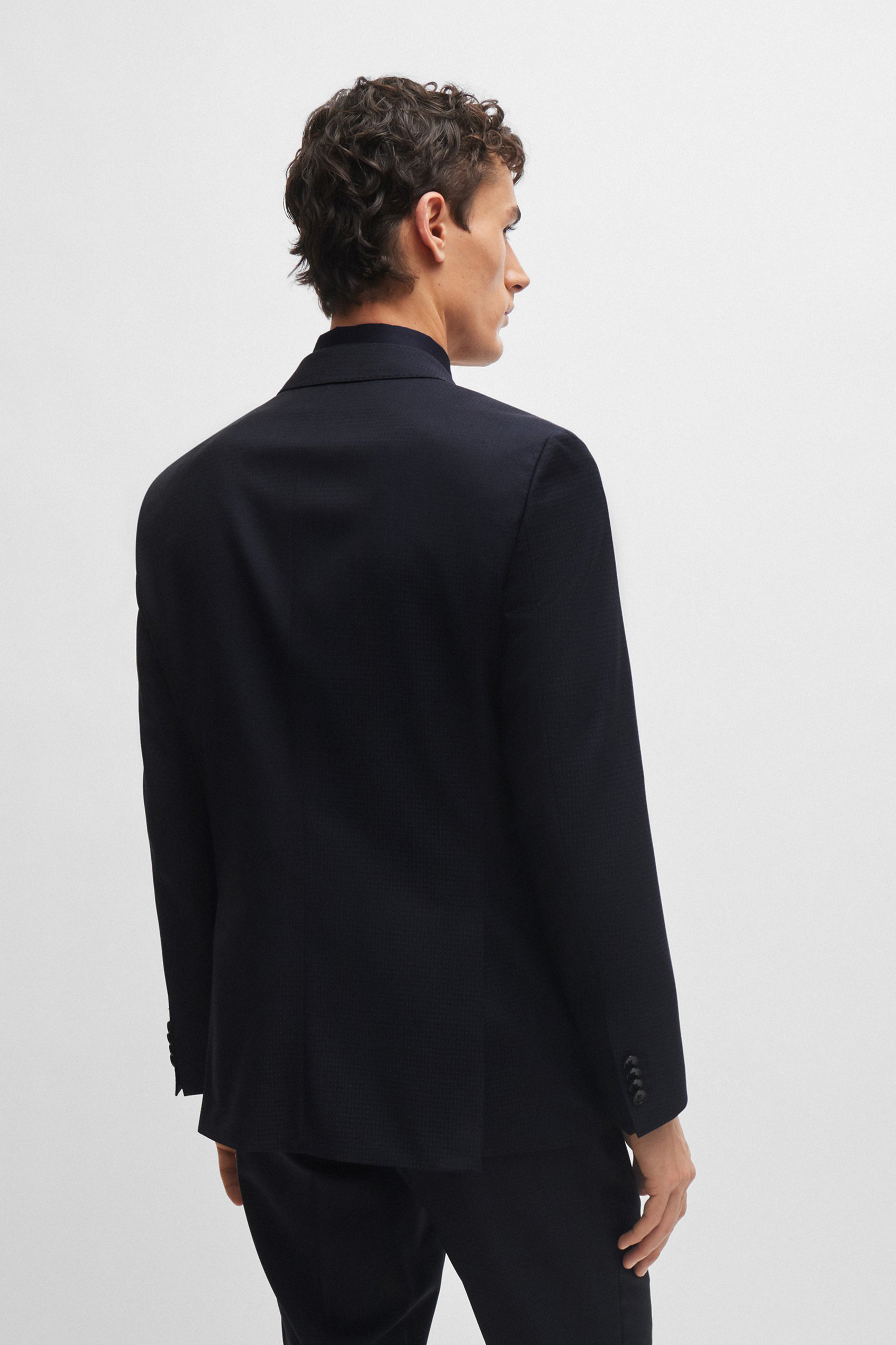 BOSS Micro Patterned Slim Fit Virgin Wool Suit H-Huge