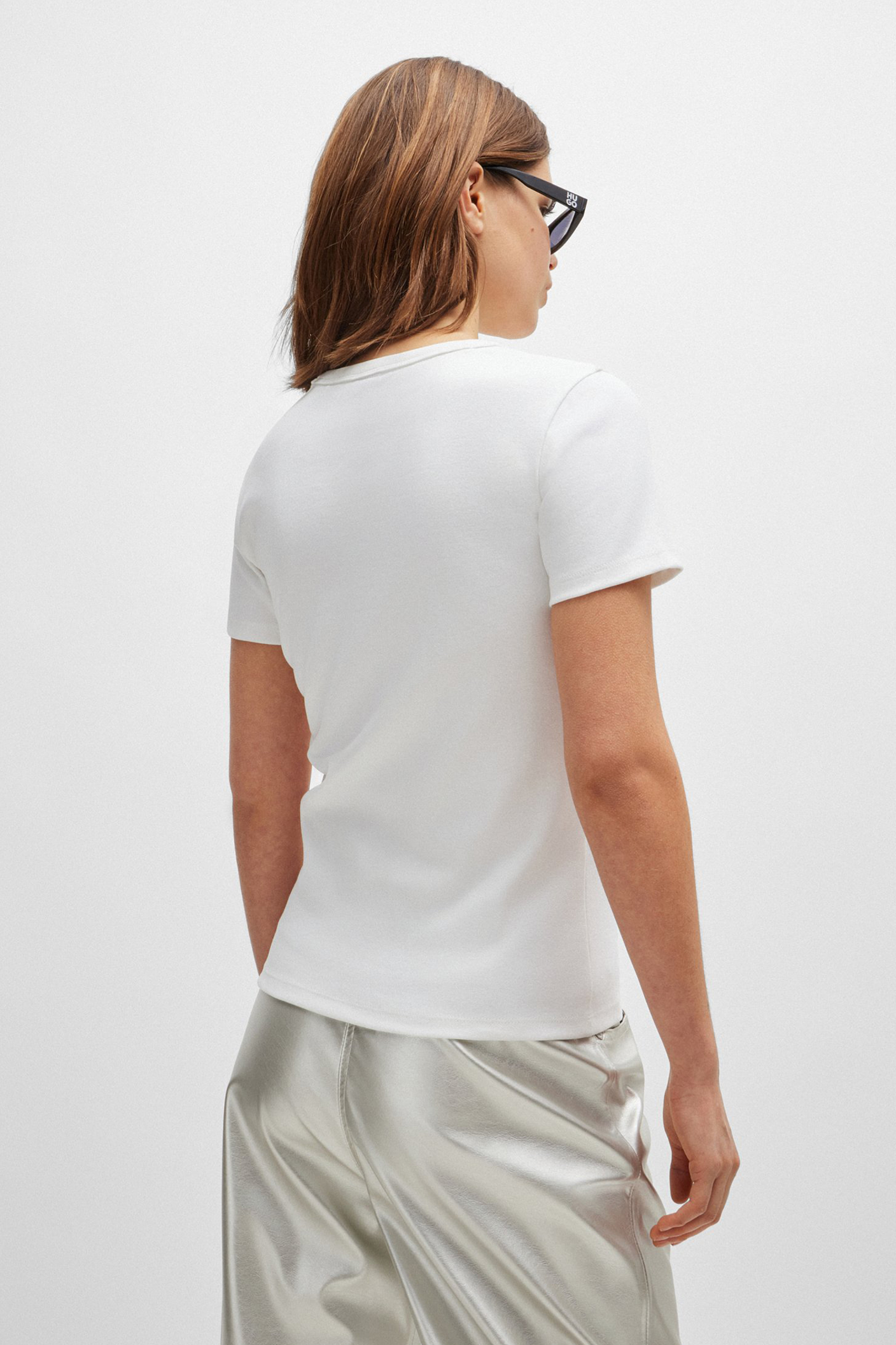 HUGO Embroidered Cotton Blend Stretch T-Shirt Deloris HUGO Embroidered Cotton Blend Stretch T-Shirt Deloris