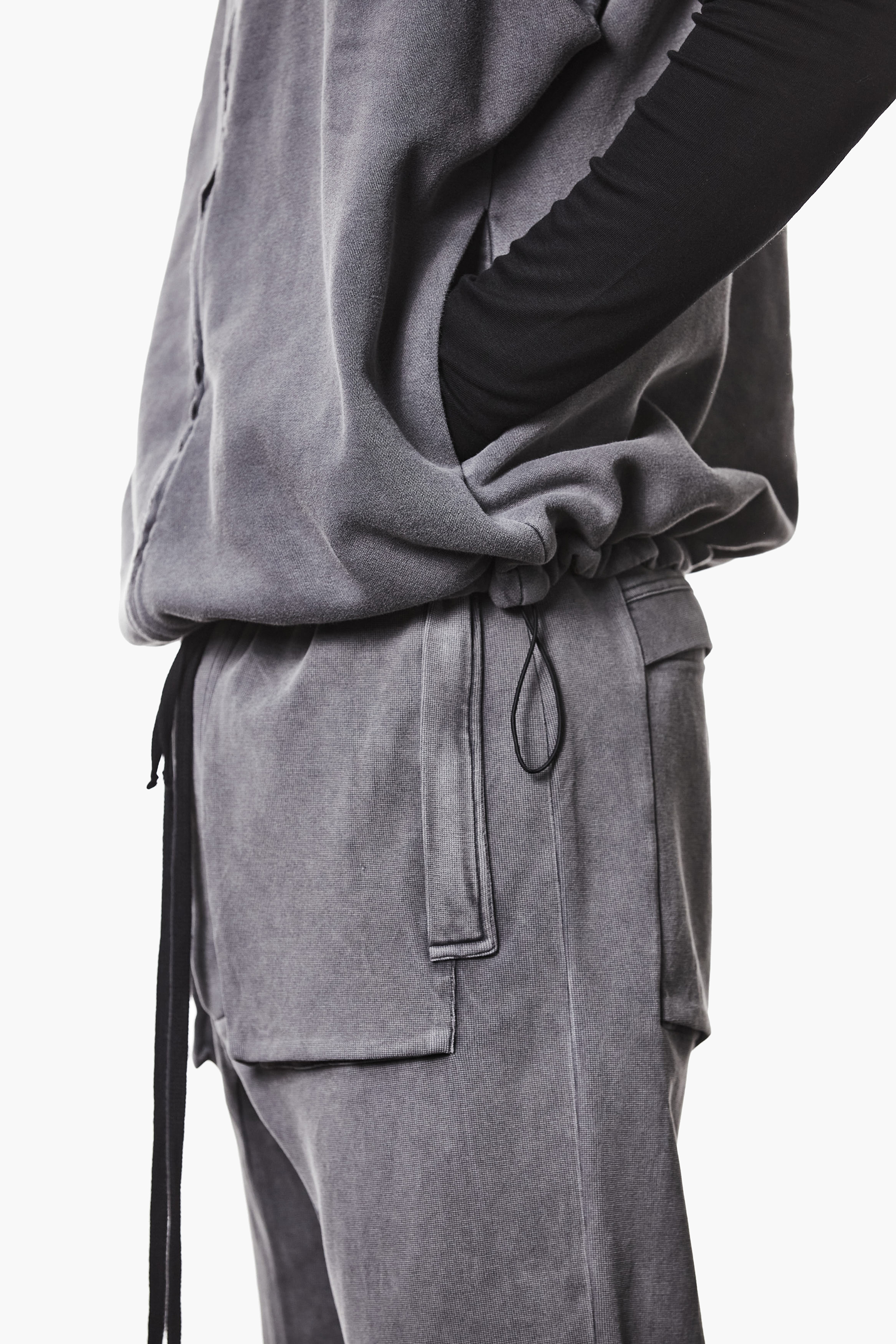 THOM KROM Loose Fit Cotton Blend Sweat Hooded Long Vest Bekleidung, Mantel, Hosen