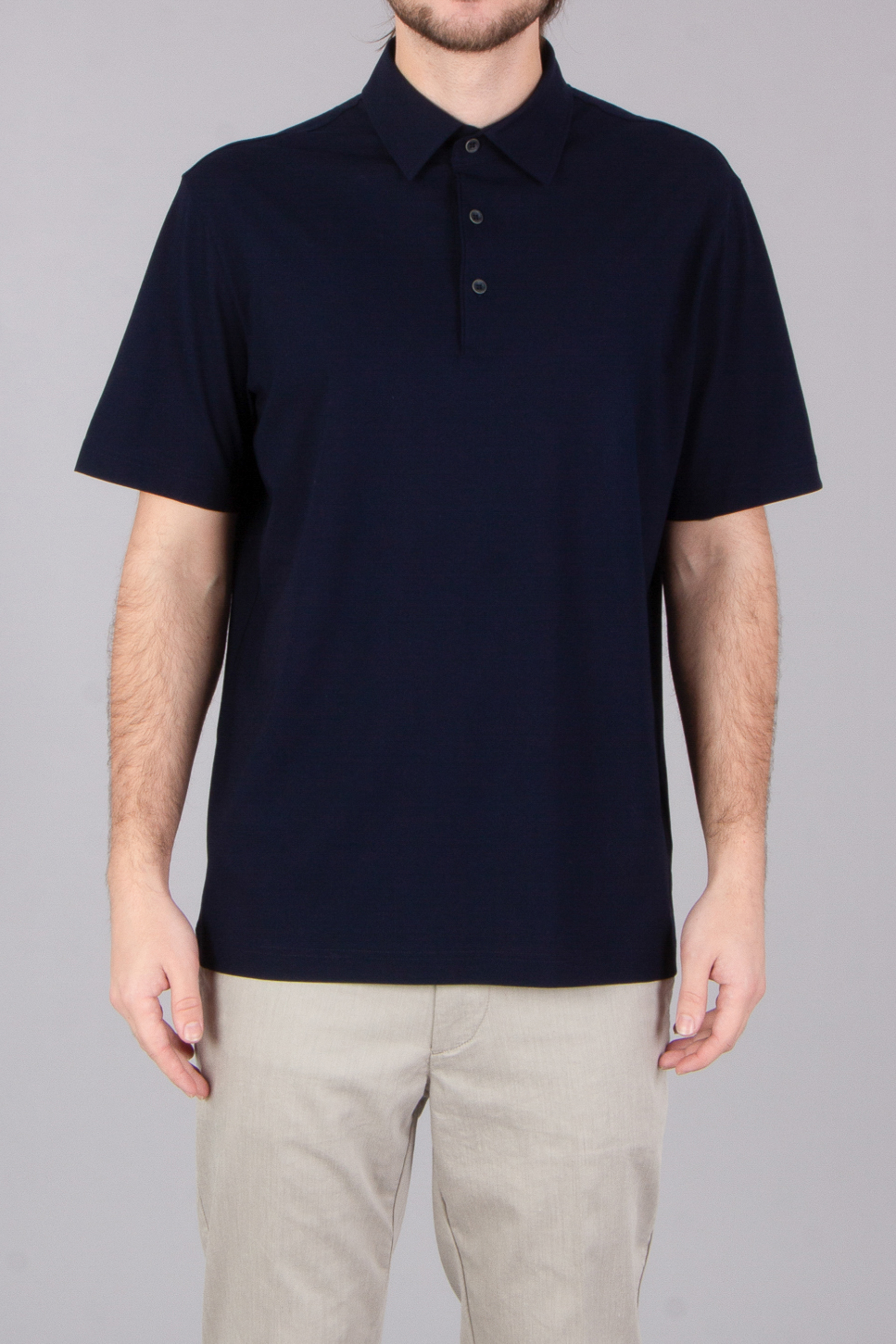 HERNO Regular Fit Voile Crêpe Jersey Polo Shirt