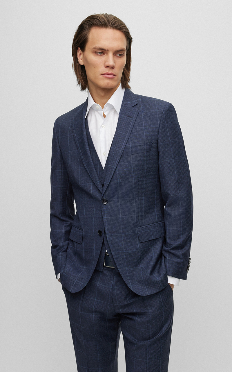 BOSS Virgin Wool Slim Fit Checked Suit BOSS Virgin Wool Slim Fit Checked Suit