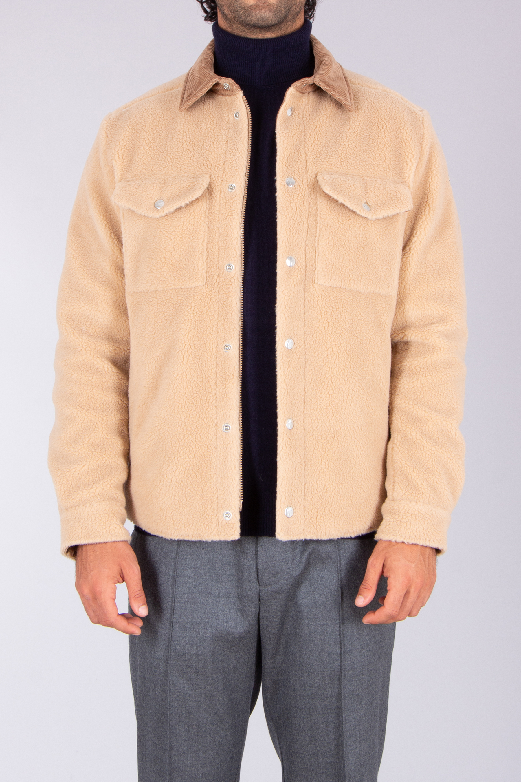 MONCLER Regular Fit Wool Blend Teddy Fleece Shirt Jacket Bekleidung, Mantel, Jacke, Pullover, Hosen