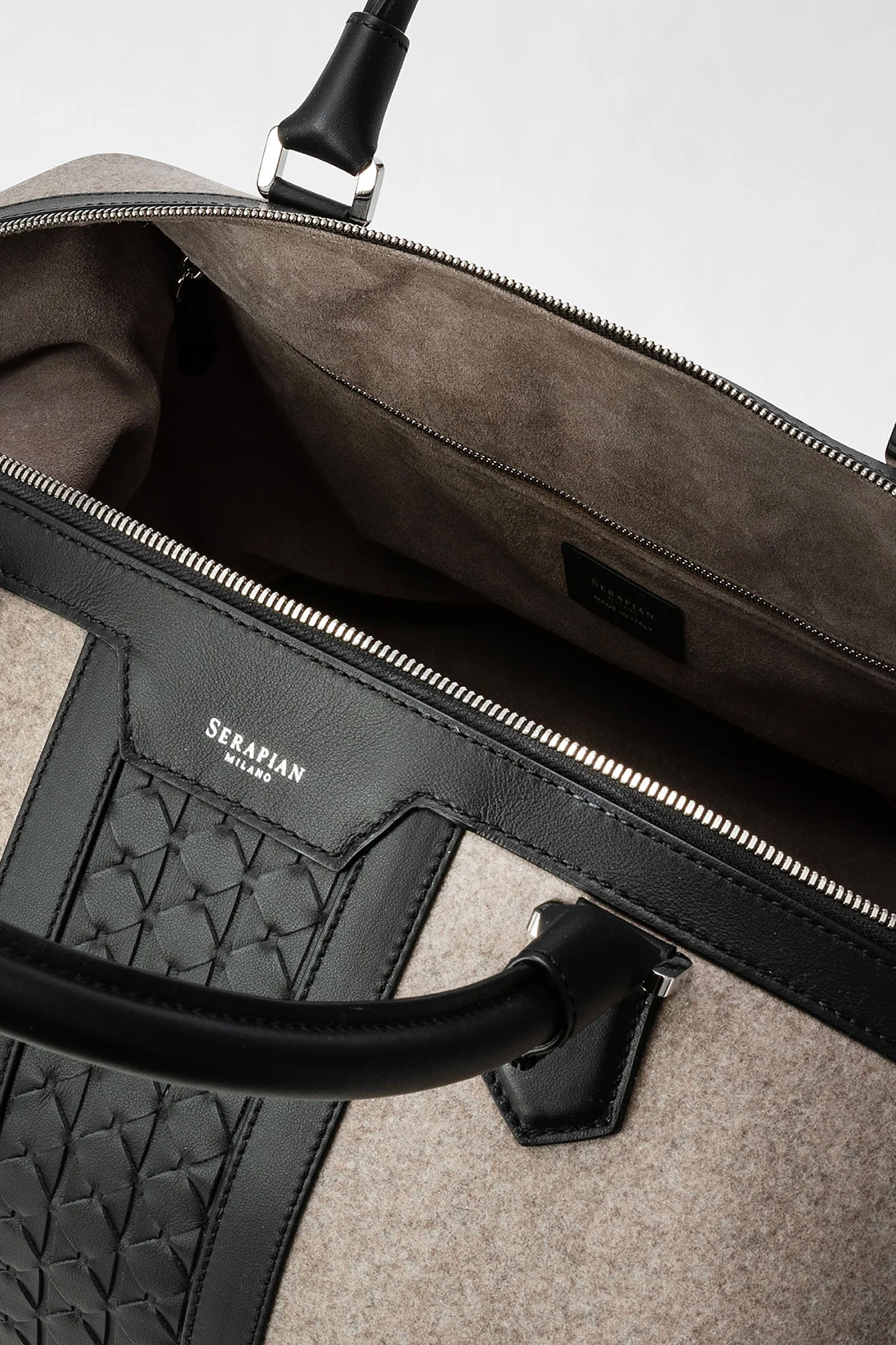 SERAPIAN Wool & Mosaico Leather Travel Bag SERAPIAN Wool & Mosaico Leather Travel Bag