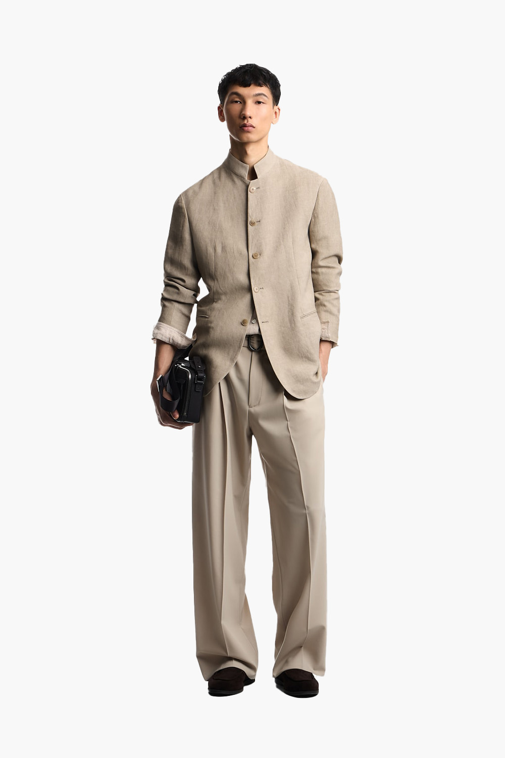 EMPORIO ARMANI Linen Crepe Blend Faded Effect Jacket 