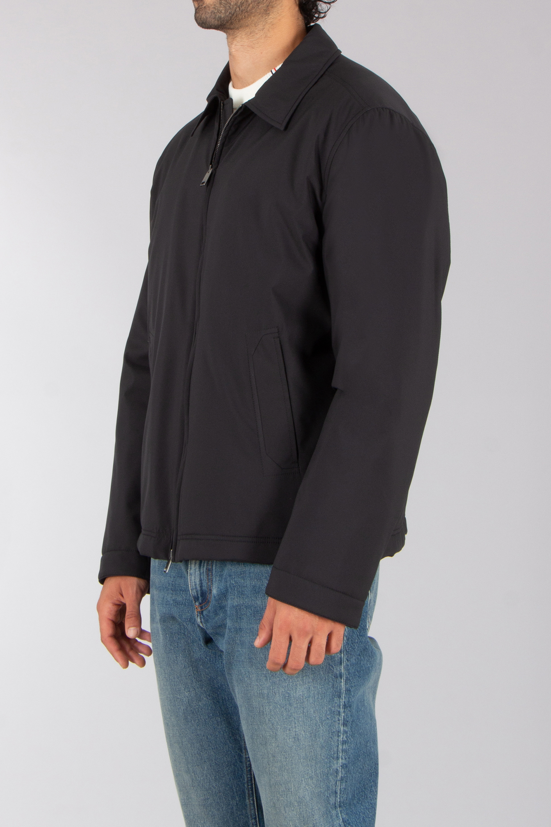 BRIONI Regular Fit Recycled Polyester Performa Blouson Langarm, Ärmel, Mantel, Hemd, Jacke