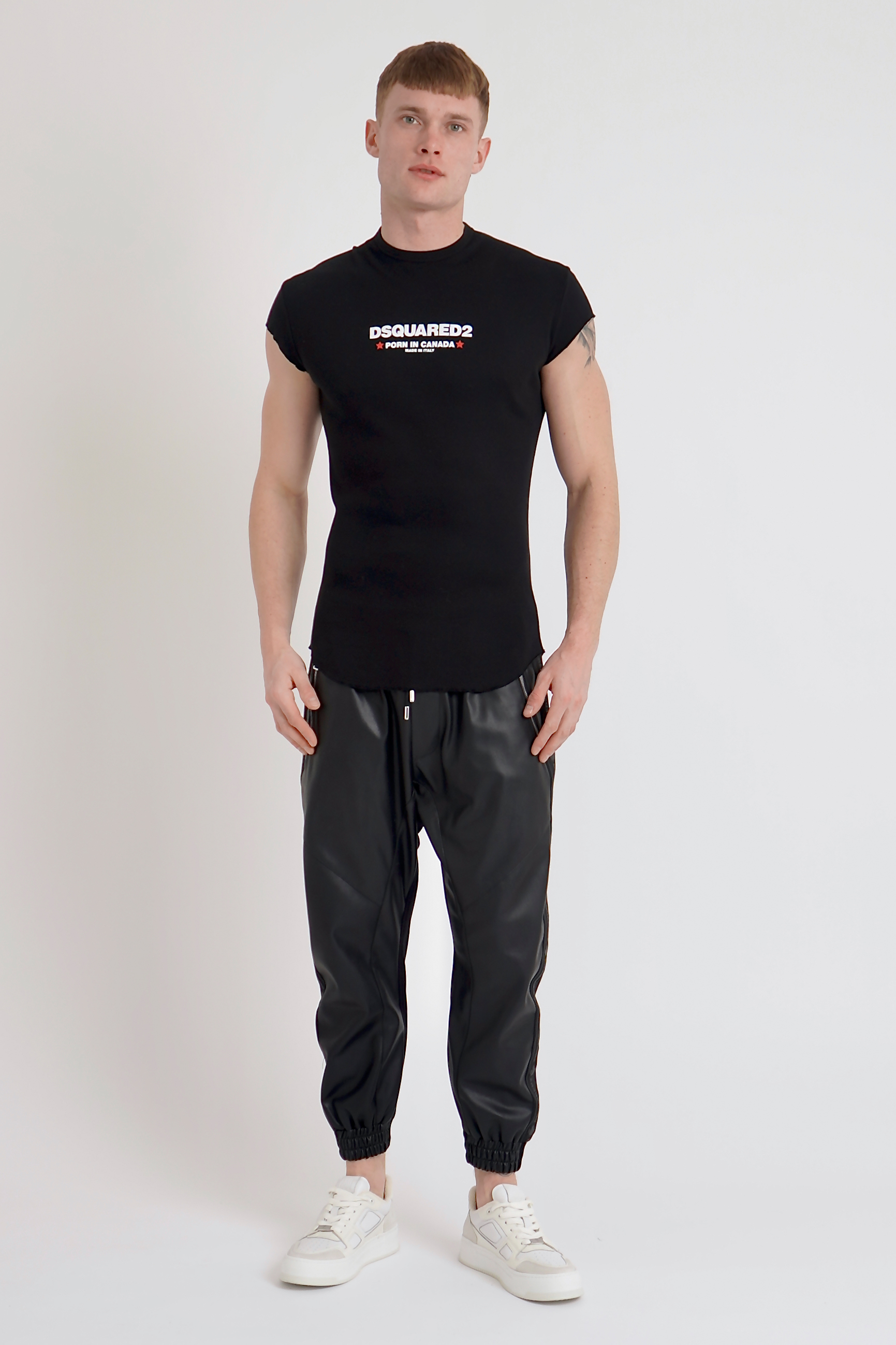 DSQUARED2 Printed Choke Fit Ribbed Cotton T-Shirt