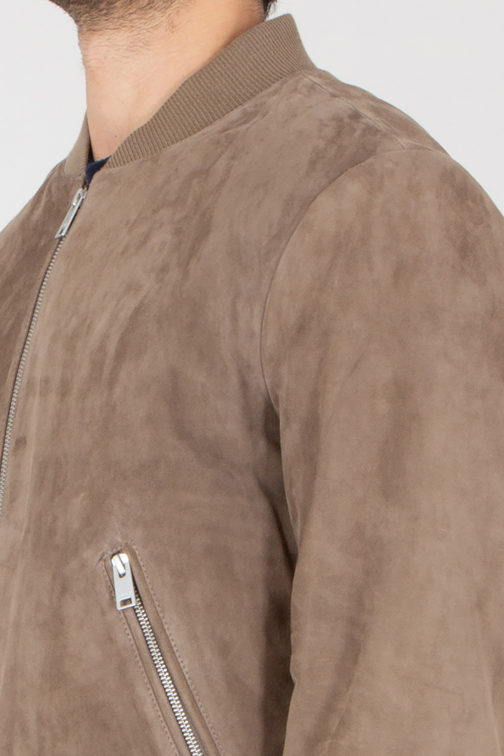 ARMA Regular Fit Goat Suede Bomber Jacket Didier