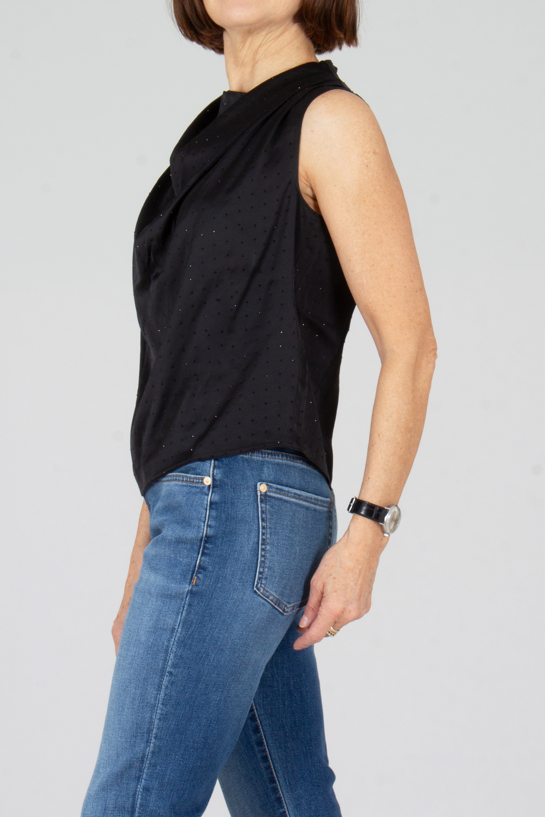 Hosen, Bluse, Weste, Jeans, Person