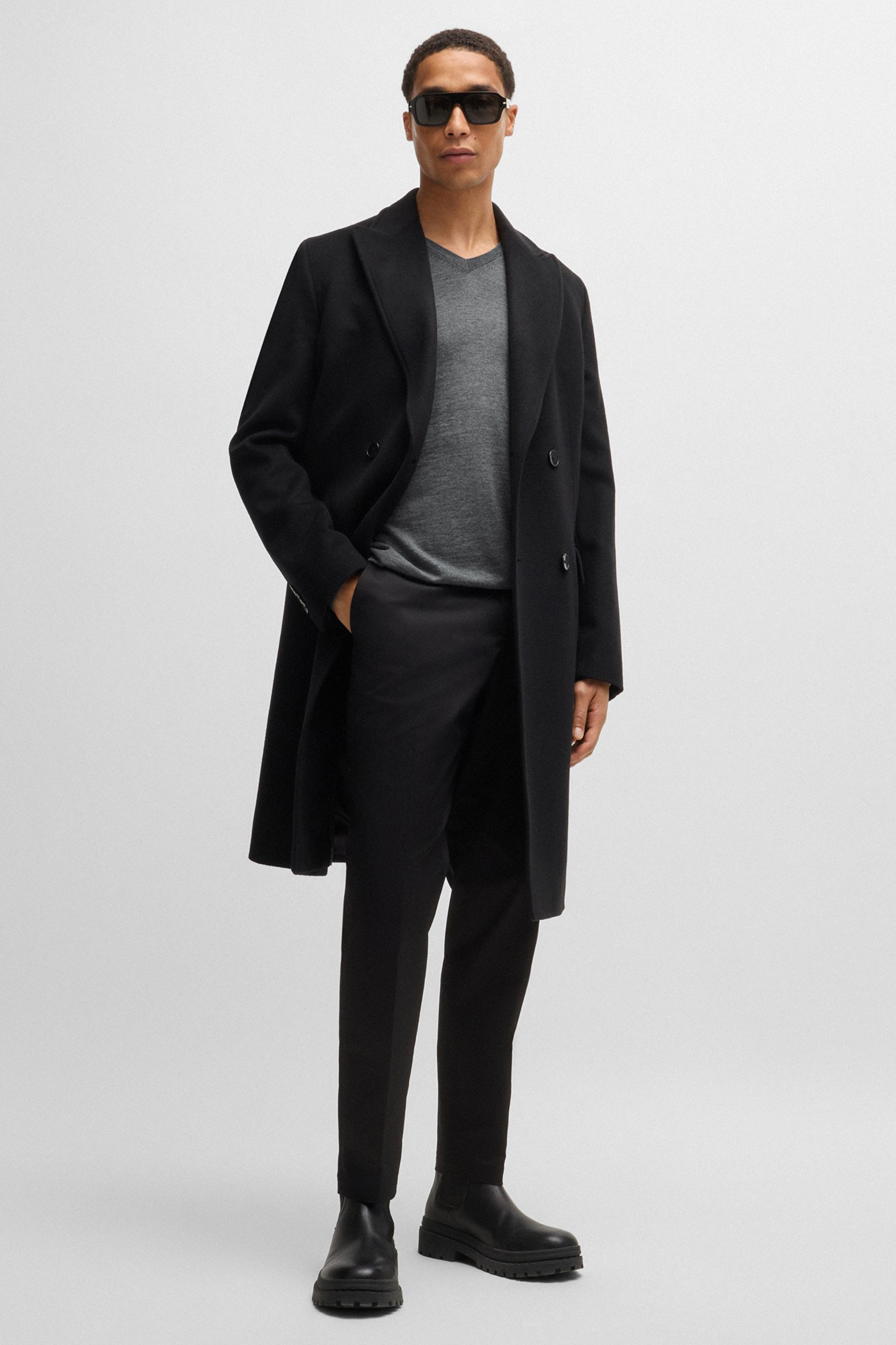 BOSS Slim Fit Virgin Wool V-Neck Sweater Melba-P