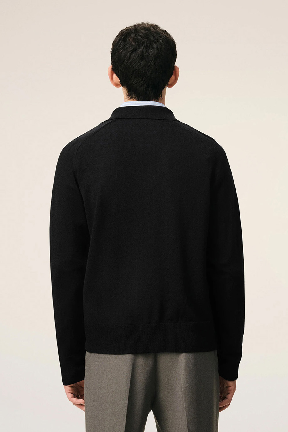 AMI PARIS Fine Wool Shirt Collar Cardigan 