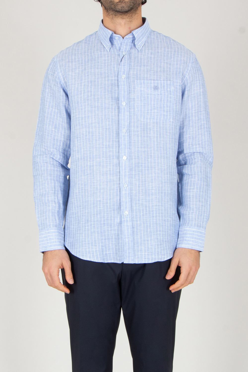 ETRO Regular Fit Striped Linen Button-Down Shirt