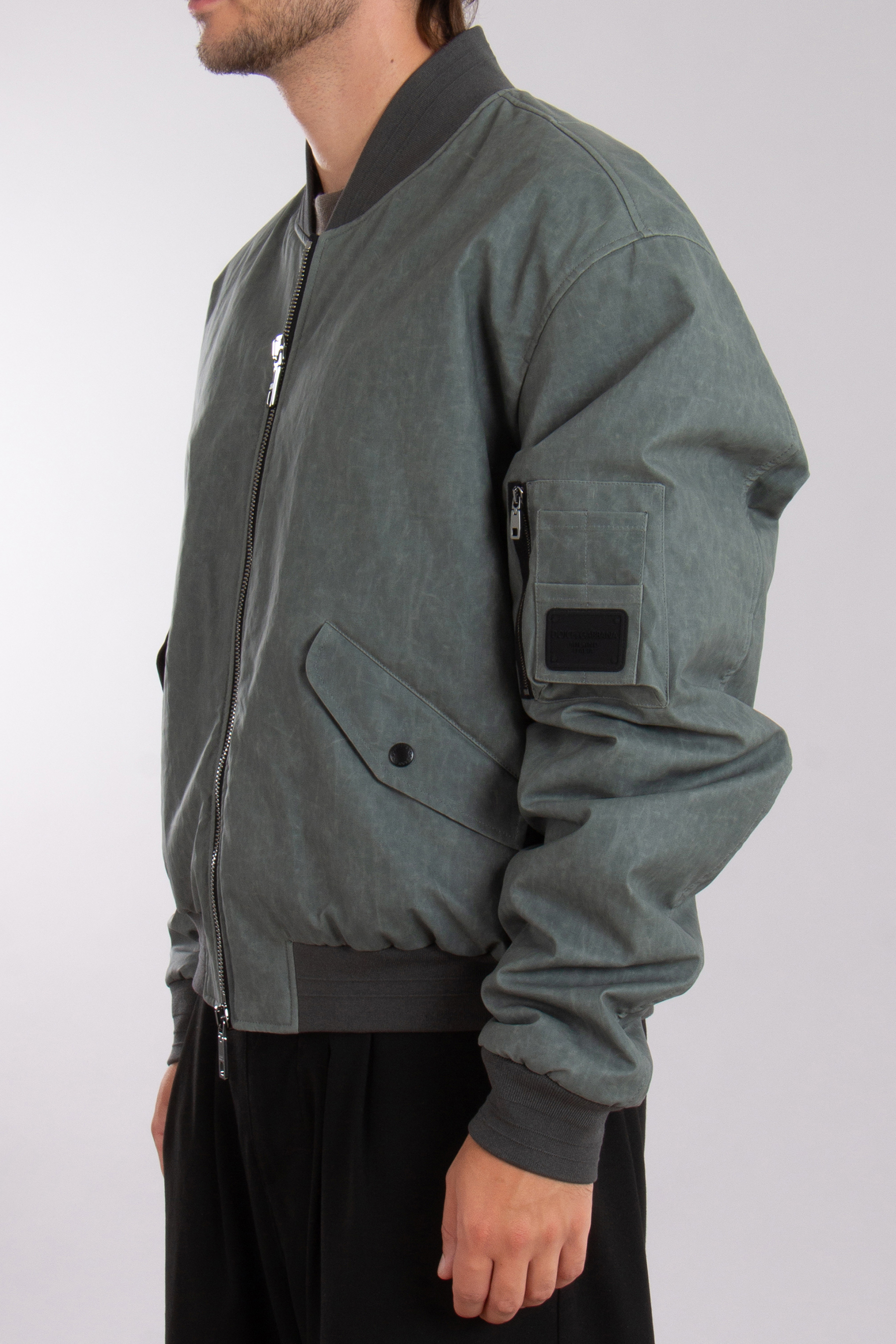 DOLCE & GABBANA Padded Linen-Nylon Blend Bomber Jacket DOLCE & GABBANA Padded Linen-Nylon Blend Bomber Jacket
