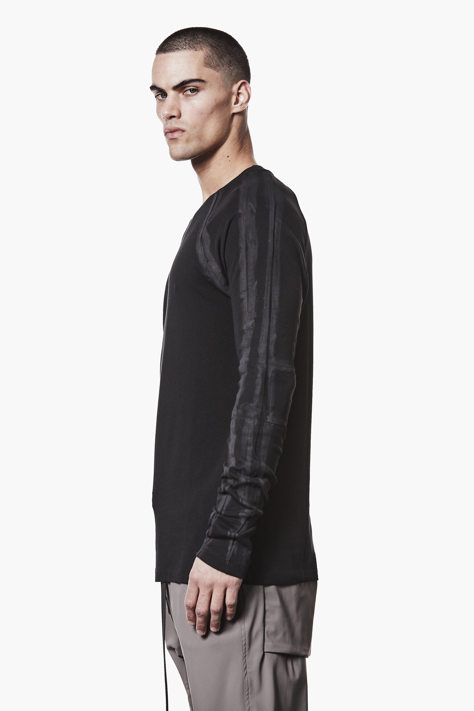 THOM KROM Regular Fit Hand Painted Cotton-Modal Stretch Jersey Long-Sleeve T-Shirt Langarm, Ärmel, Erwachsener, Mann, Person