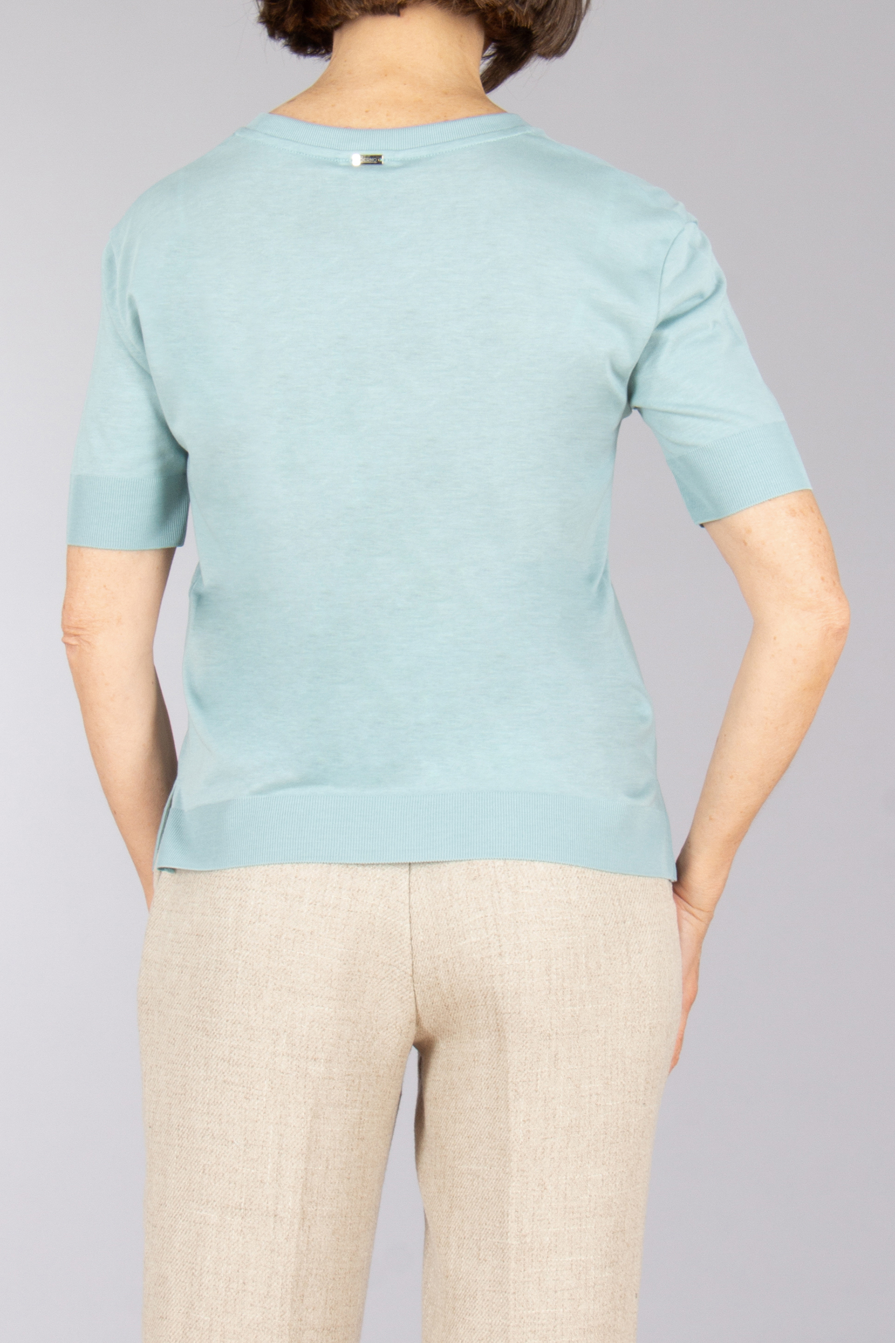 HERNO Regular Fit Glam Knit Effect Lyocell-Cotton Blend T-Shirt T-shirt, Leinen, Bluse, Langarm, Person