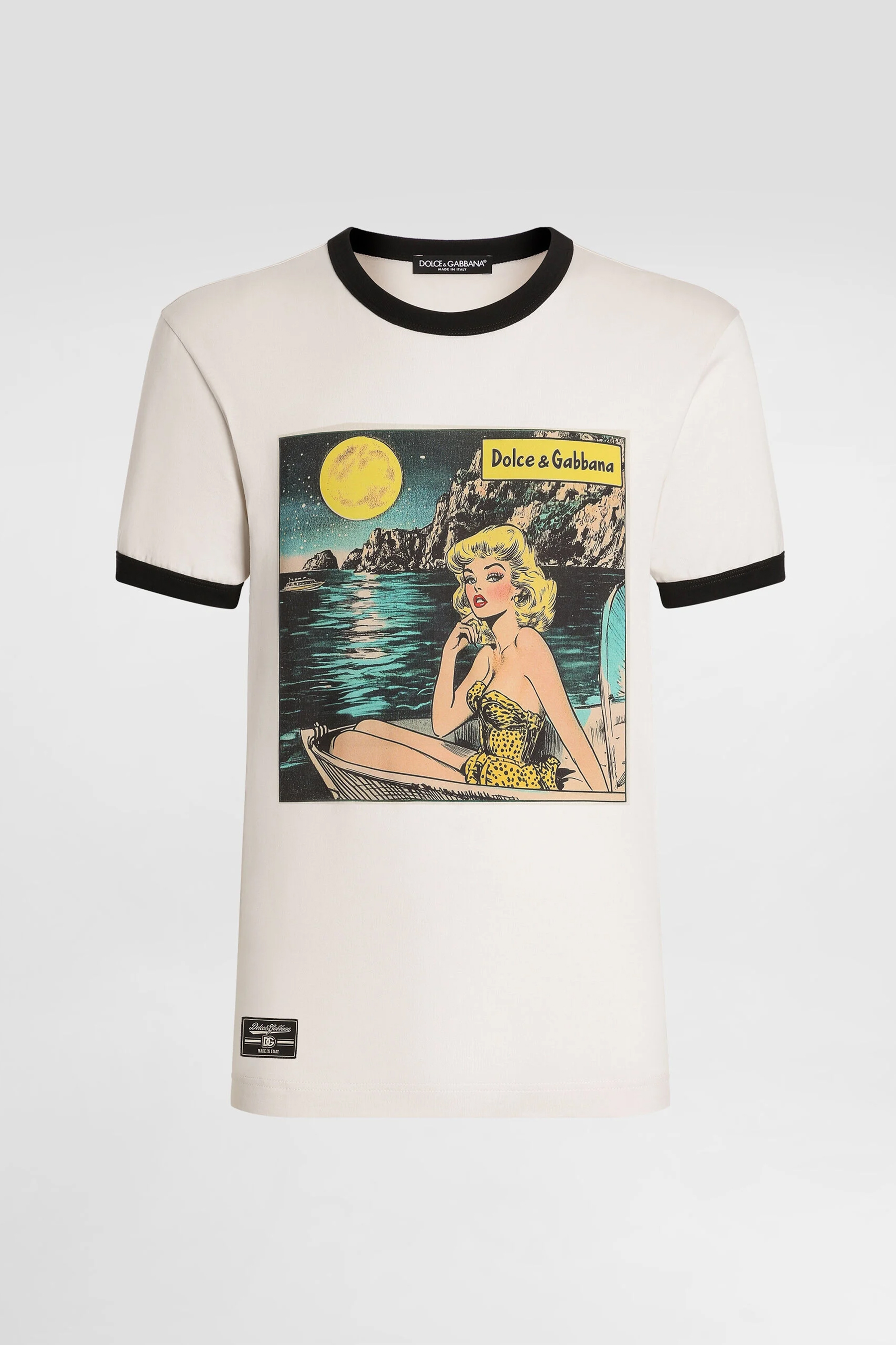 DOLCE & GABBANA Classic Fit Graphic Print Cotton Jersey T-Shirt Bekleidung, T-shirt, Buch, Veröffentlichung