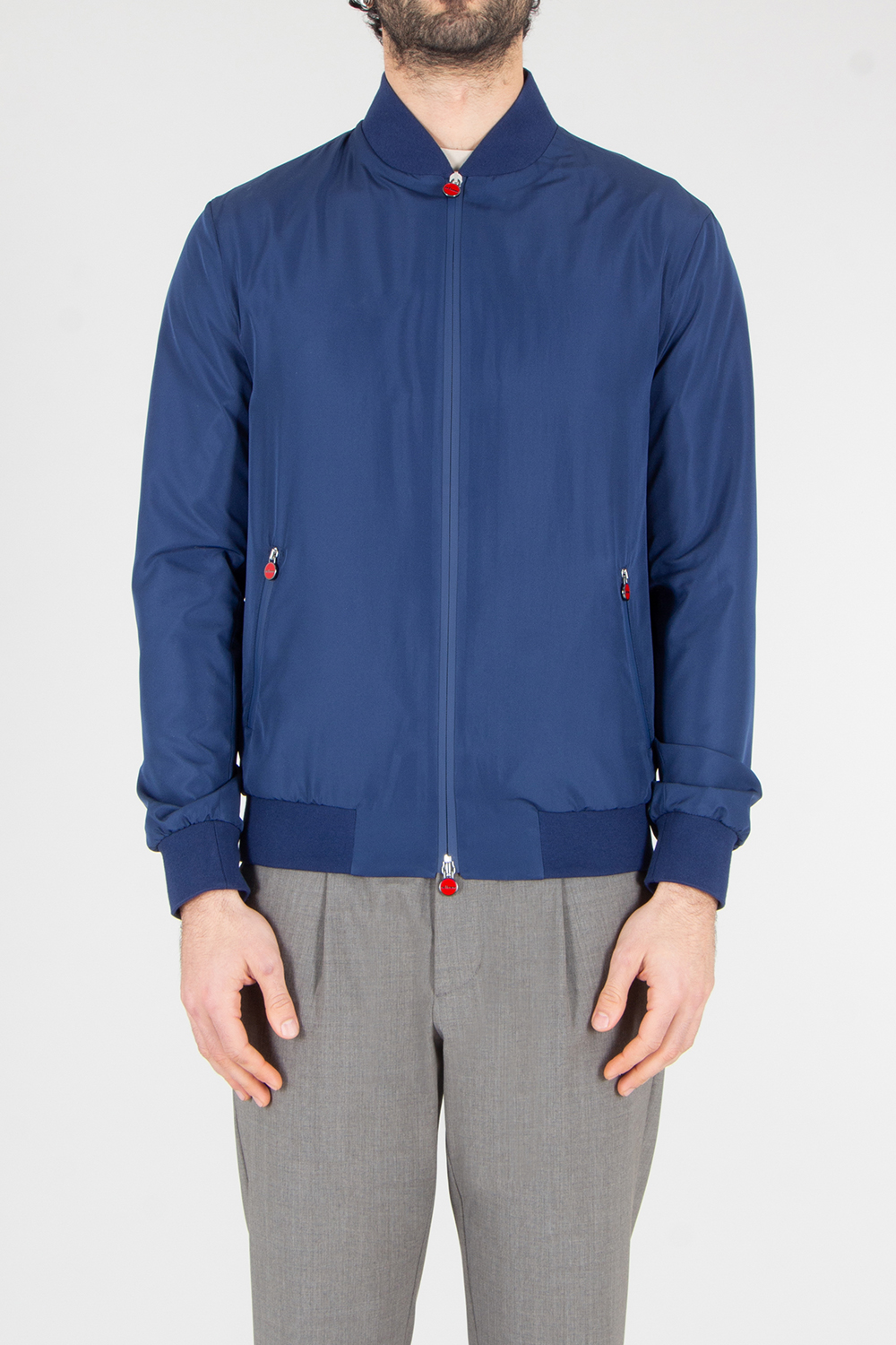 KITON Regular Fit Technical Fabric Bomber Jacket