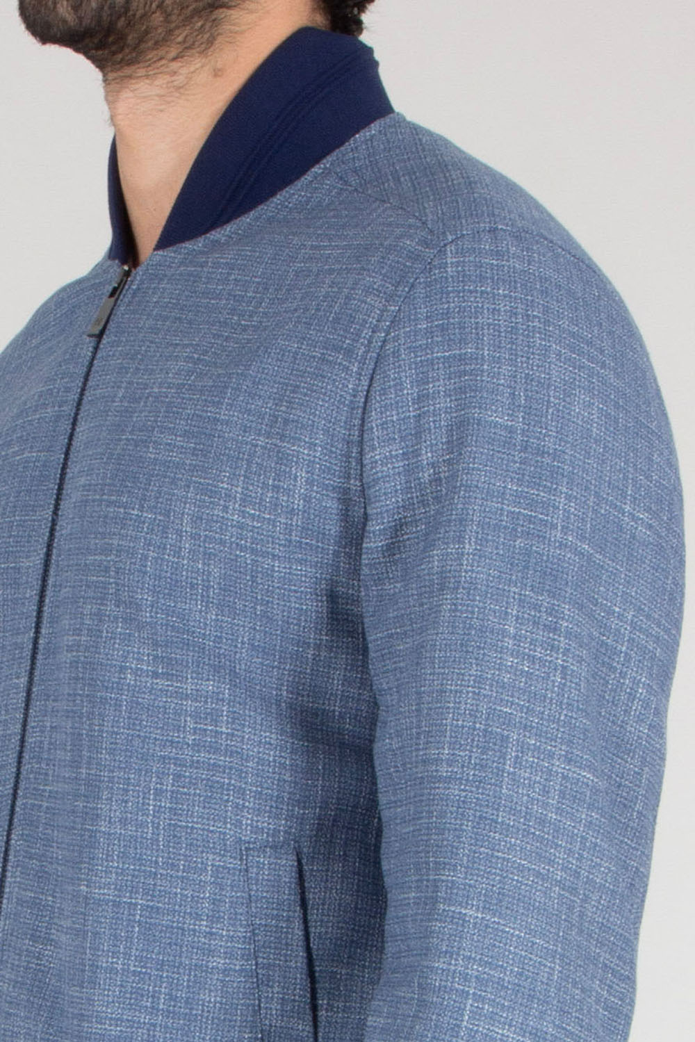 PAL ZILERI Regular Fit Effortless Viscose-Linen Blend Bomber Jacket