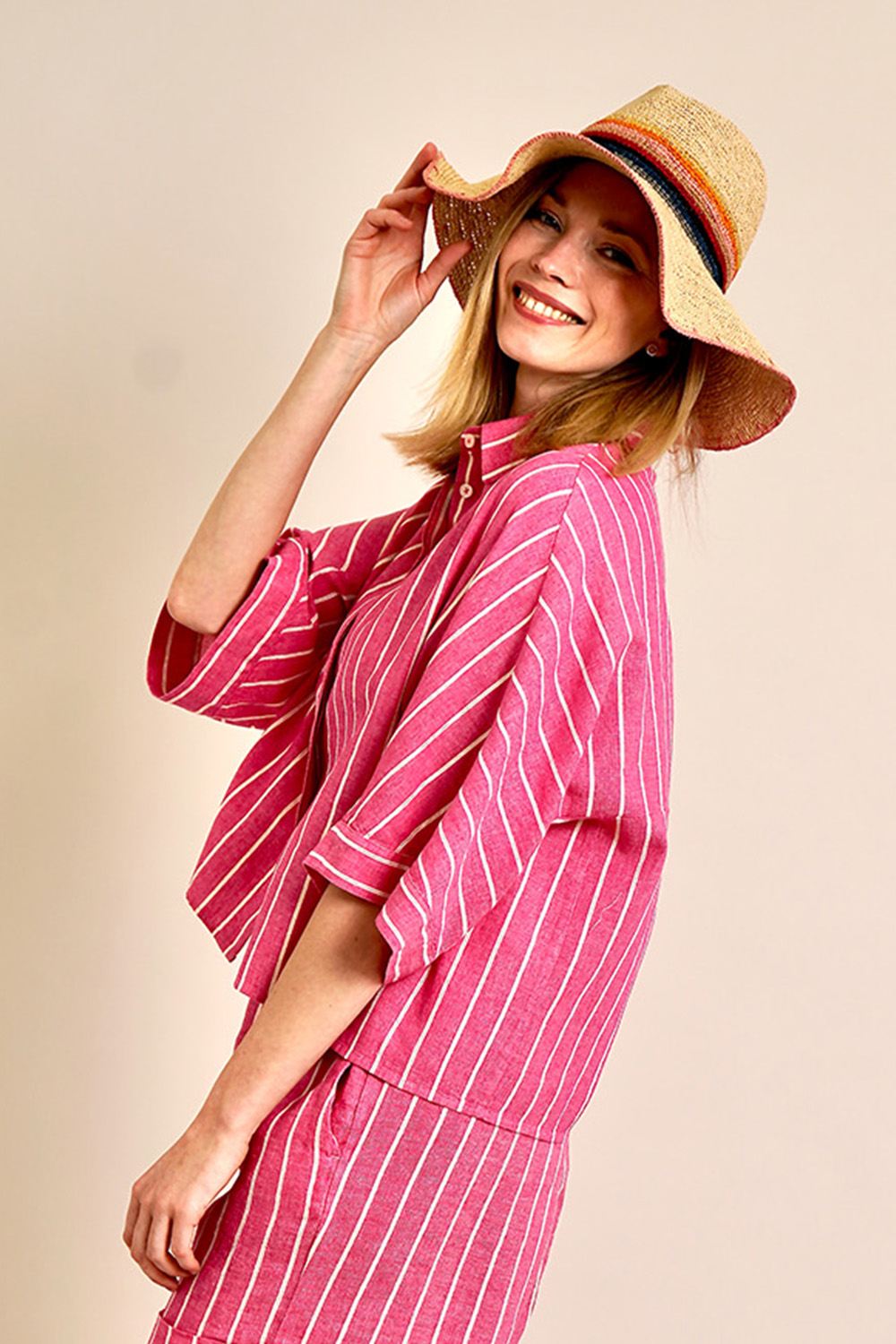 0039 ITALY Relaxed Fit Striped Blouse Hollie