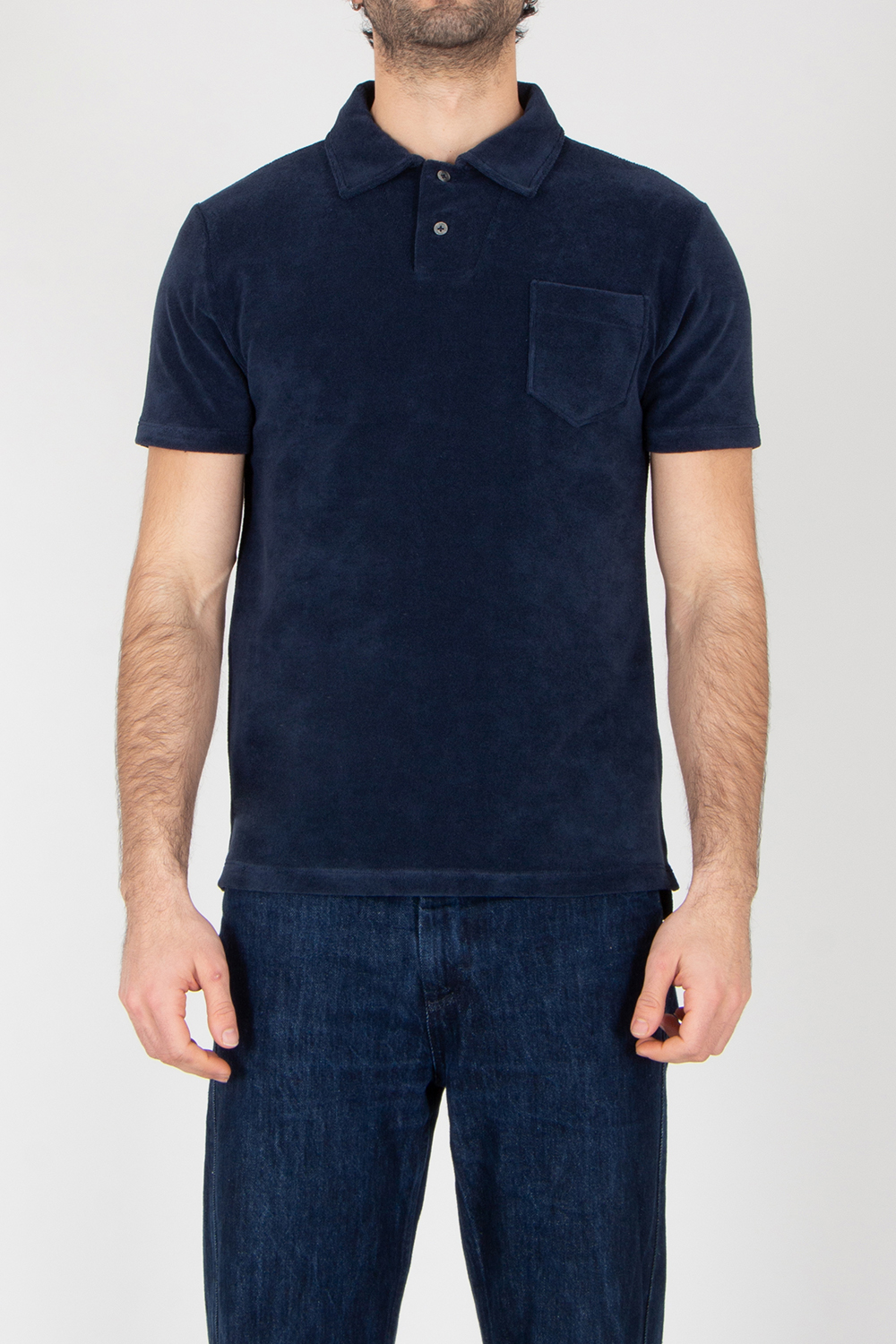 AURÉLIEN Slim Fit Cotton Blend Terry Polo Shirt