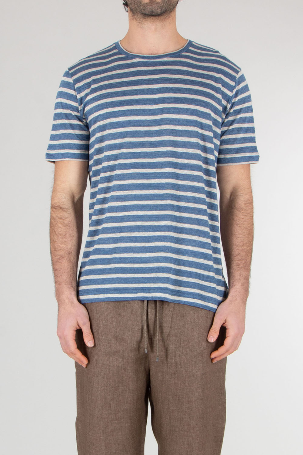 STEFAN BRANDT Regular Fit Striped Linen Jersey T-Shirt Enno