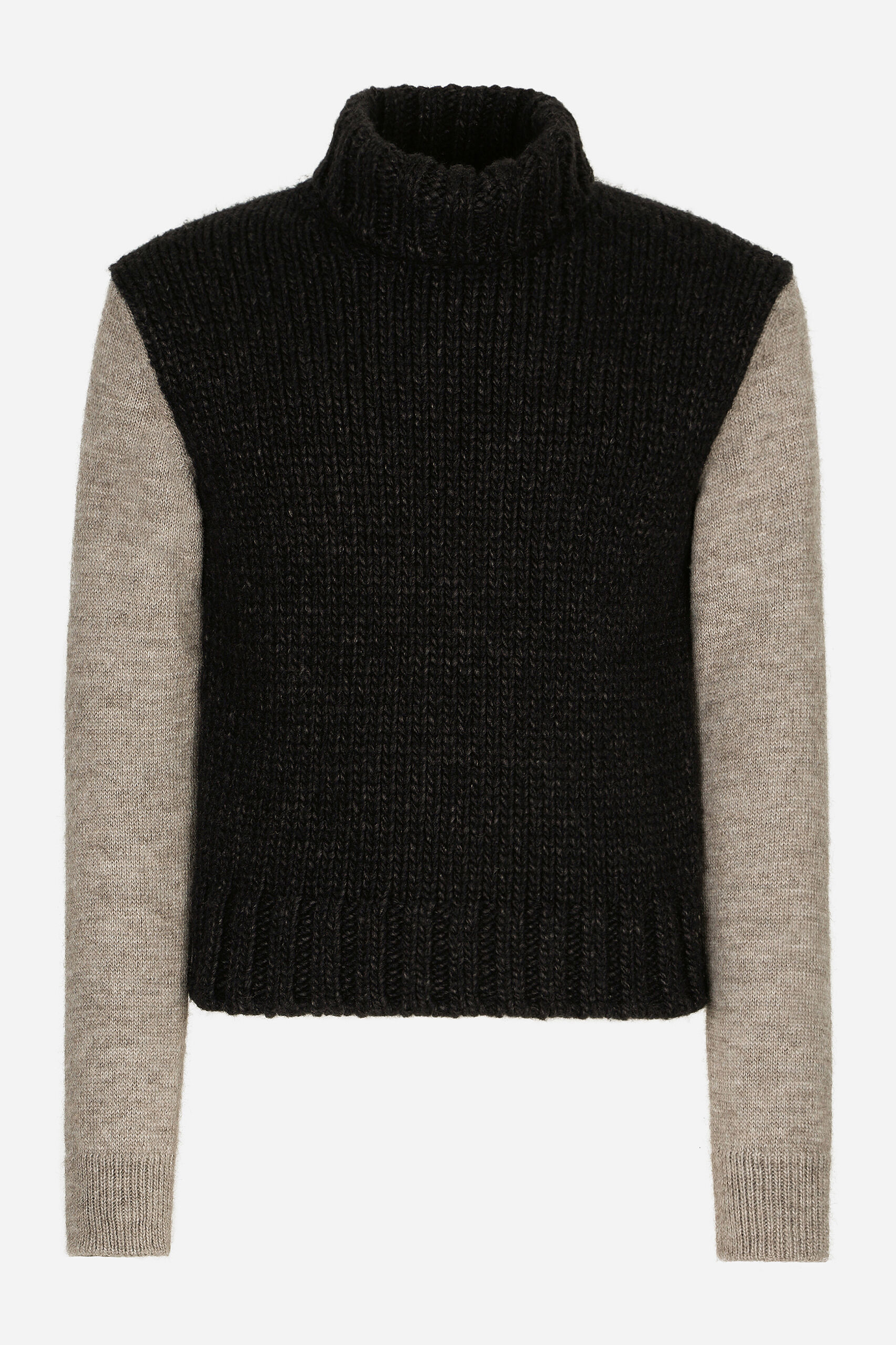DOLCE & GABBANA Bicolour Wool & Alpaca Turtle Neck Sweater