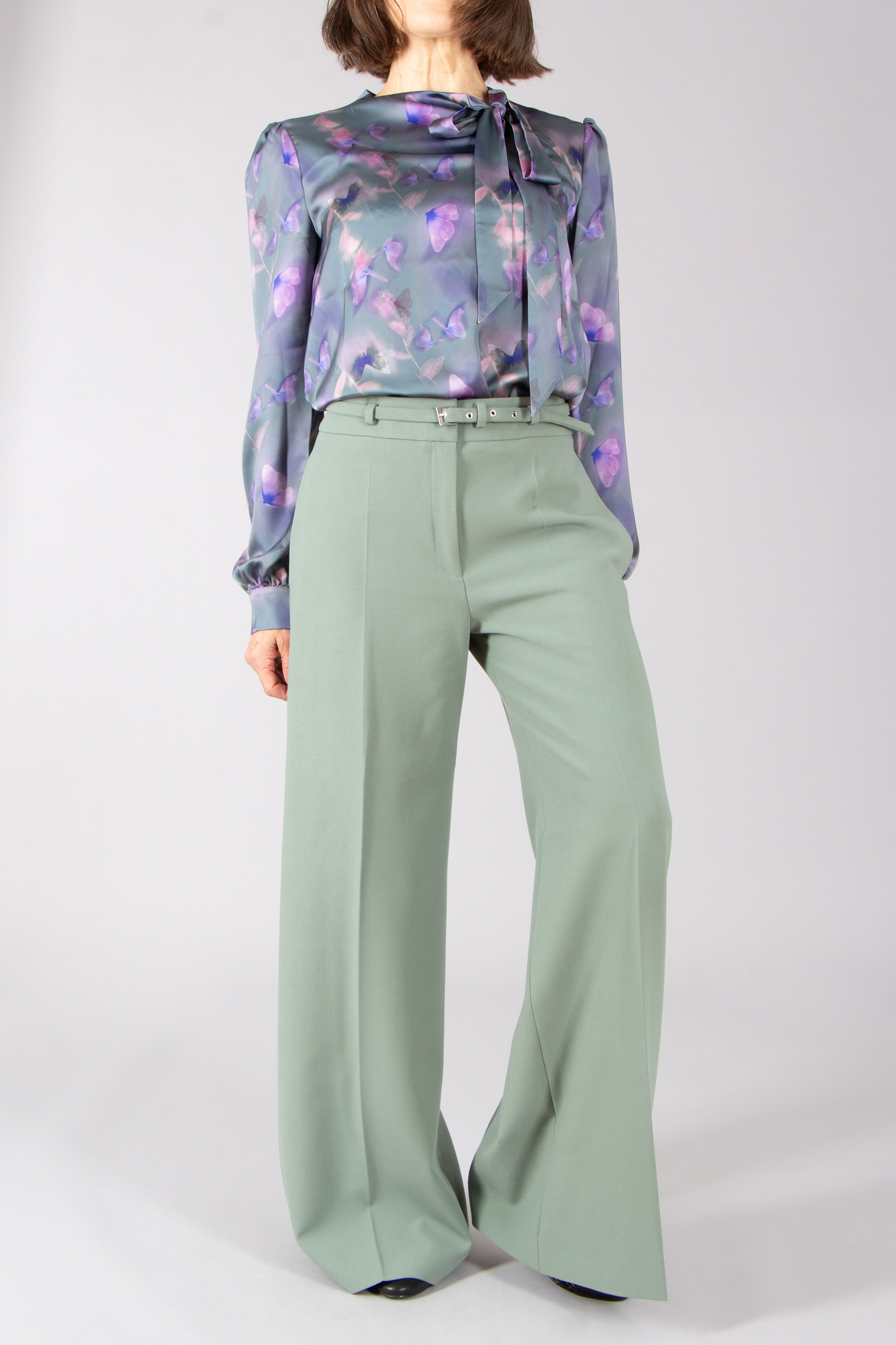 HUGO Relaxed Fit Butterly Print Satin Top Calenta HUGO Relaxed Fit Butterly Print Satin Top Calenta