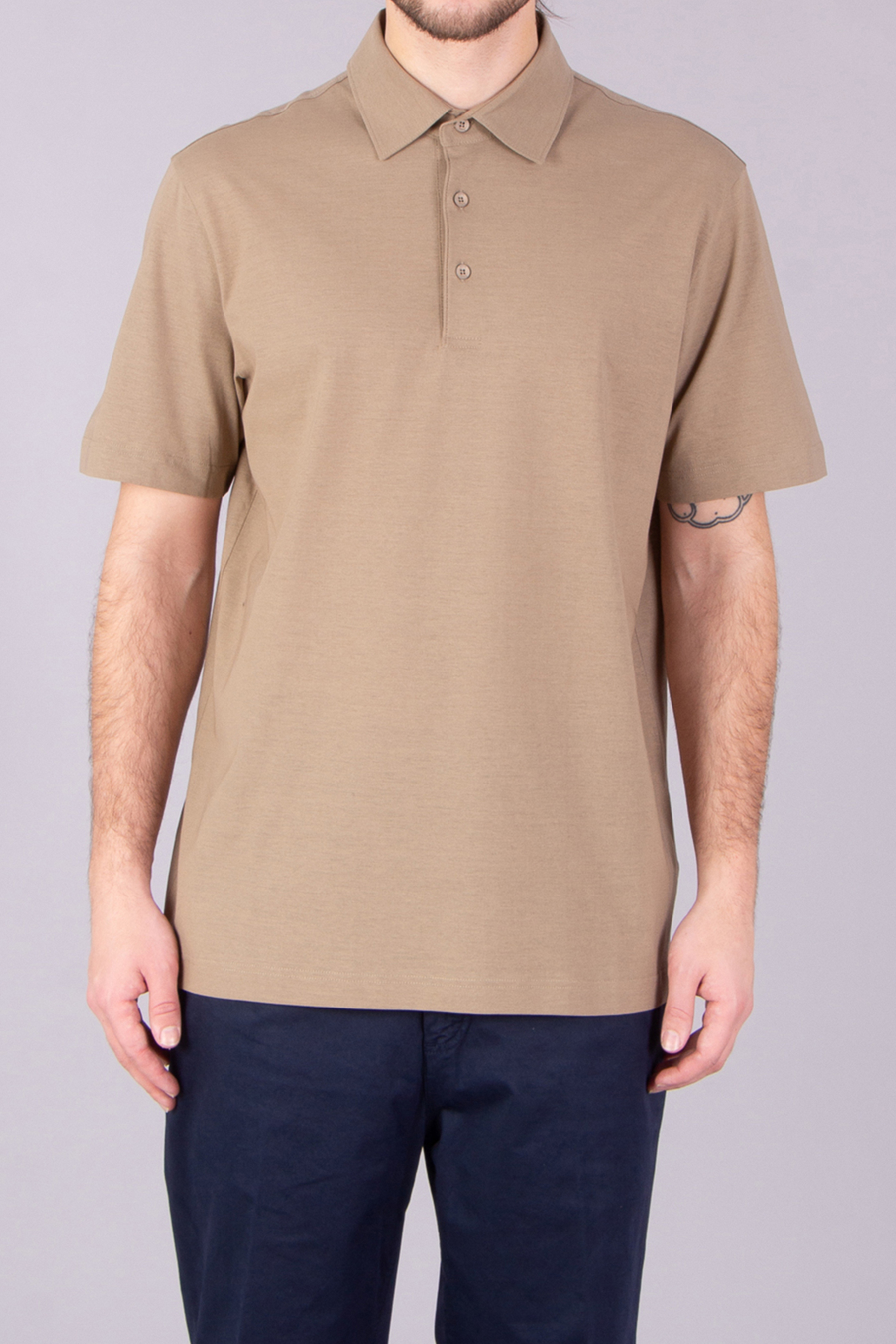 HERNO Regular Fit Voile Crêpe Jersey Polo Shirt