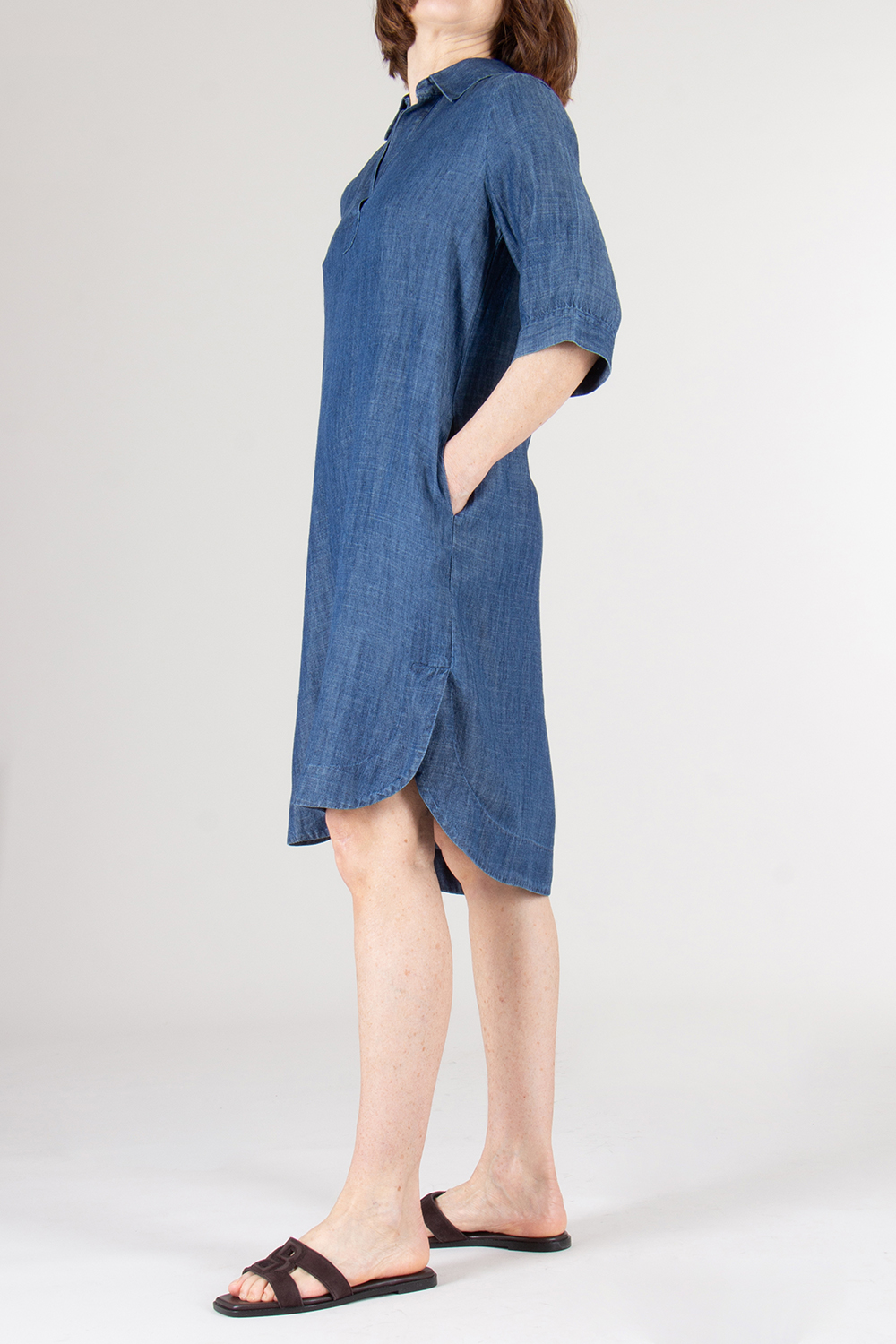 0039 ITALY Relaxed Fit Linen Blend Dress Derry