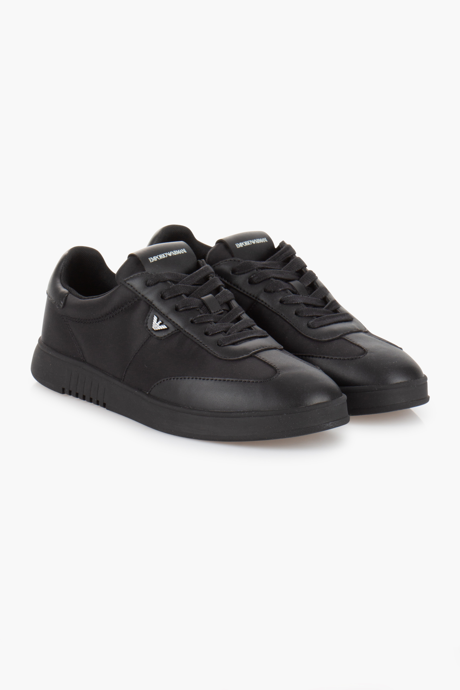 EMPORIO ARMANI Nylon & Leather Sneakers Bekleidung, Schuhwerk, Schuh, Sneaker