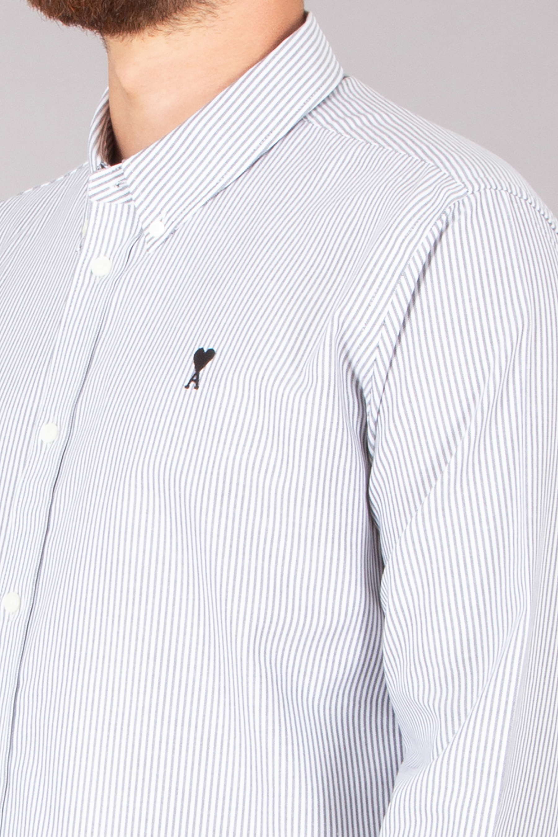 AMI PARIS Classic Fit Ami De Coeur Striped Cotton Oxford Button-Down Shirt Bekleidung, Hemd, Kleid, Hemd, Langarm, Ärmel