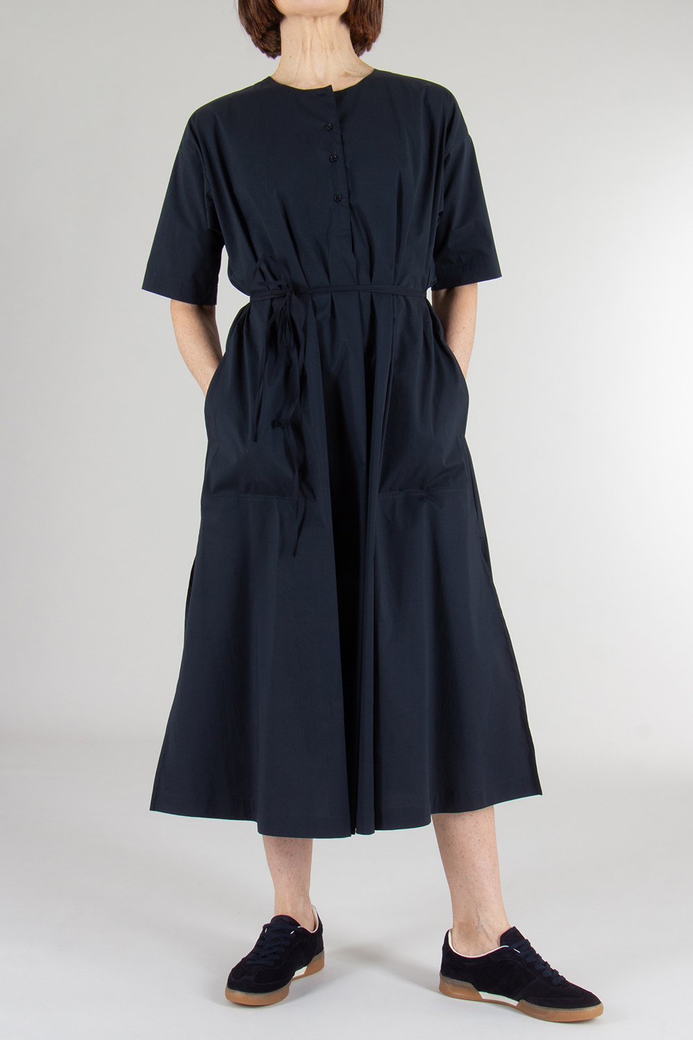 ASPESI Cotton Nylon Waist Tied Shirt Dress