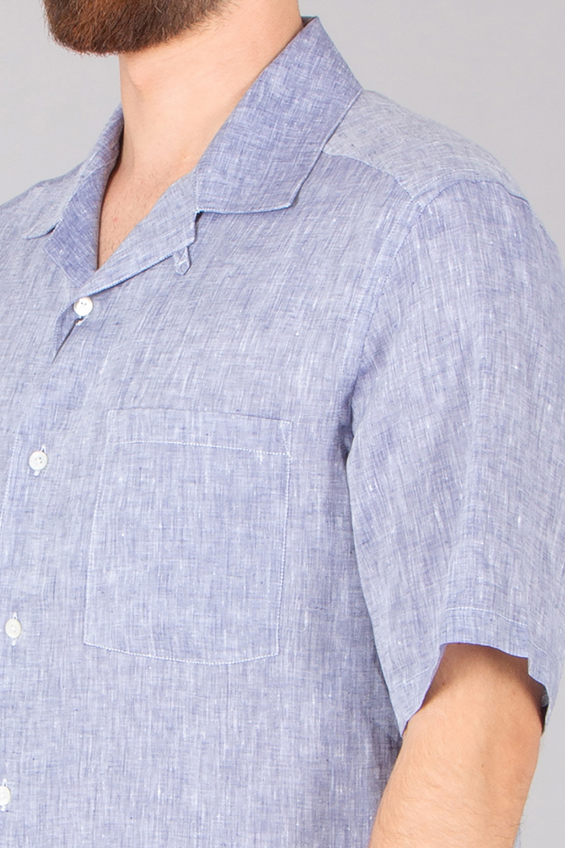 HERNO Boxy Fit Summer Linen Short-Sleeve Shirt Leinen, Hemd, Ärmel, Mann, Person