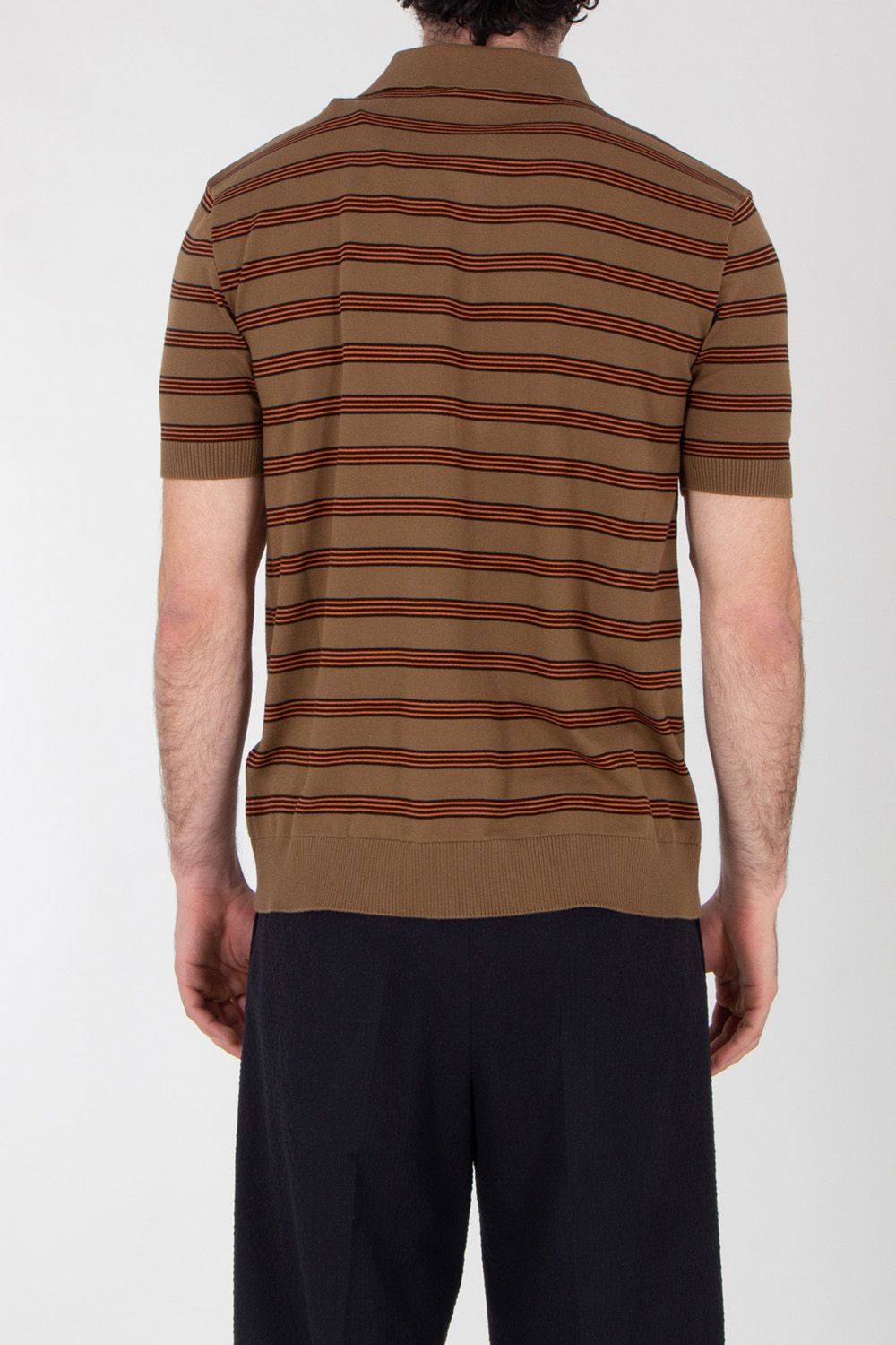 MONCLER Striped Cotton Polo Shirt