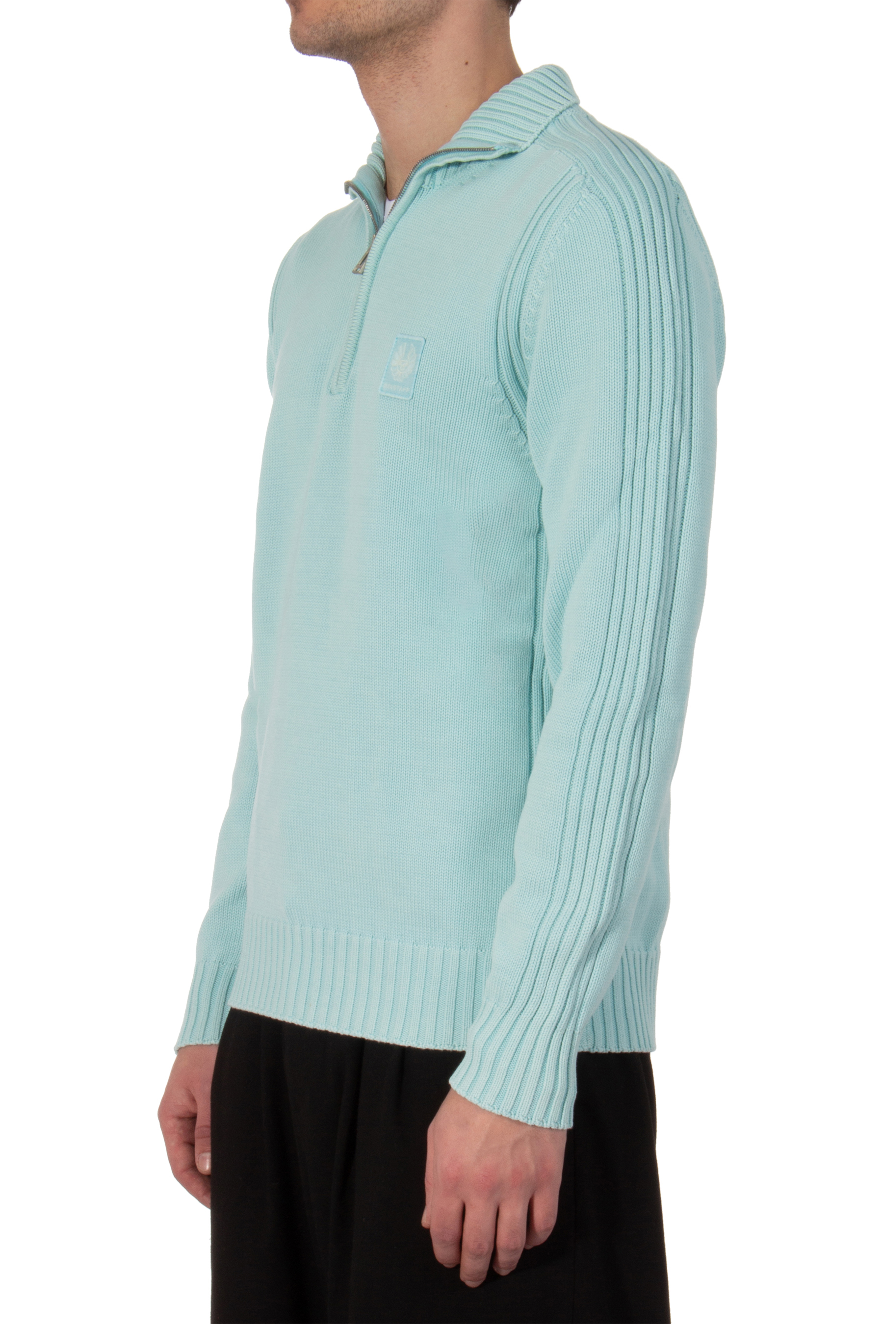 BELSTAFF Quarter Zip Cotton Knit Sweater