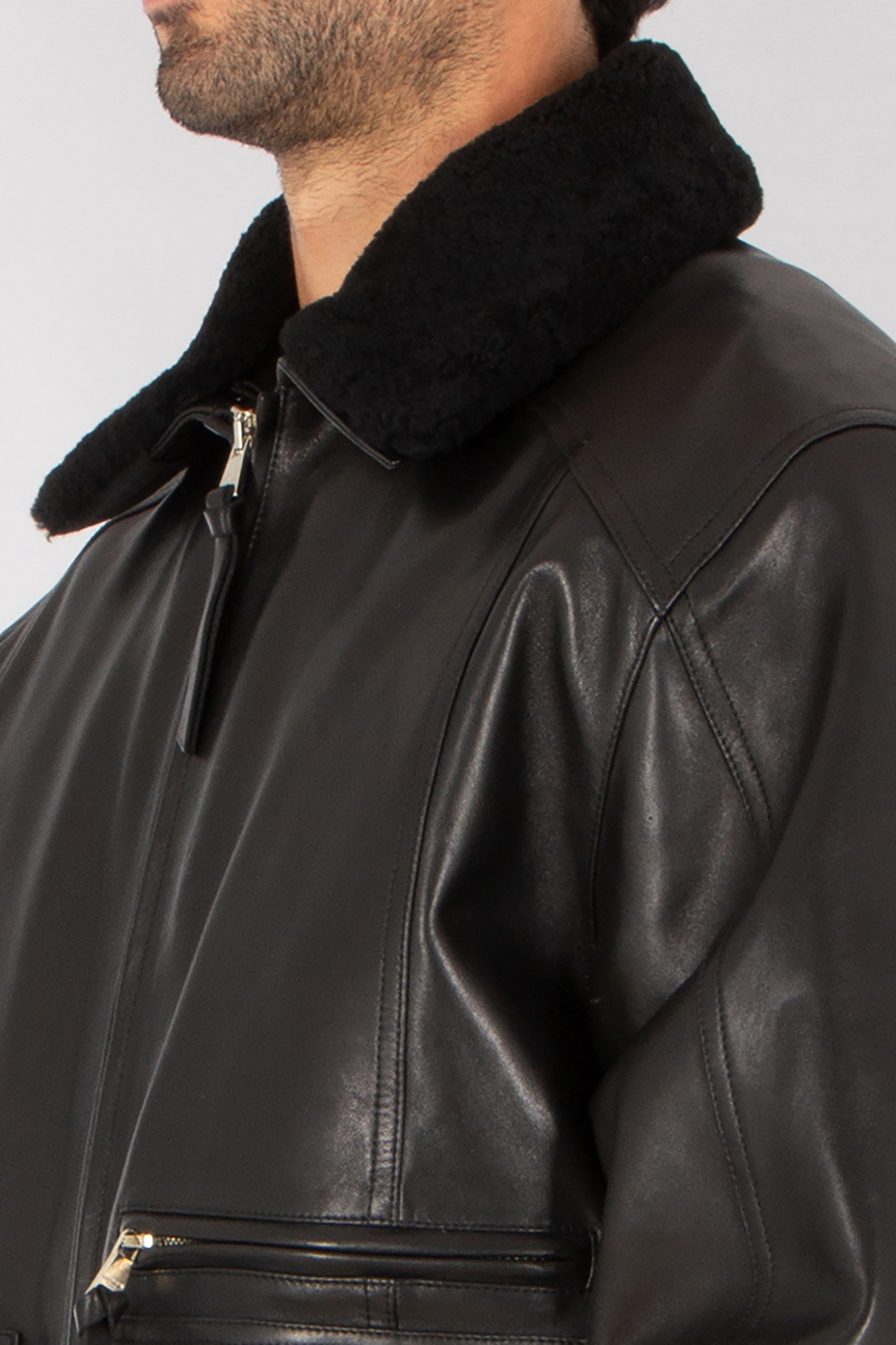 BALMAIN Casual Fit Embroidered Lamb Leather Bomber Jacket Bekleidung, Mantel, Jacke, Jacke aus Leder