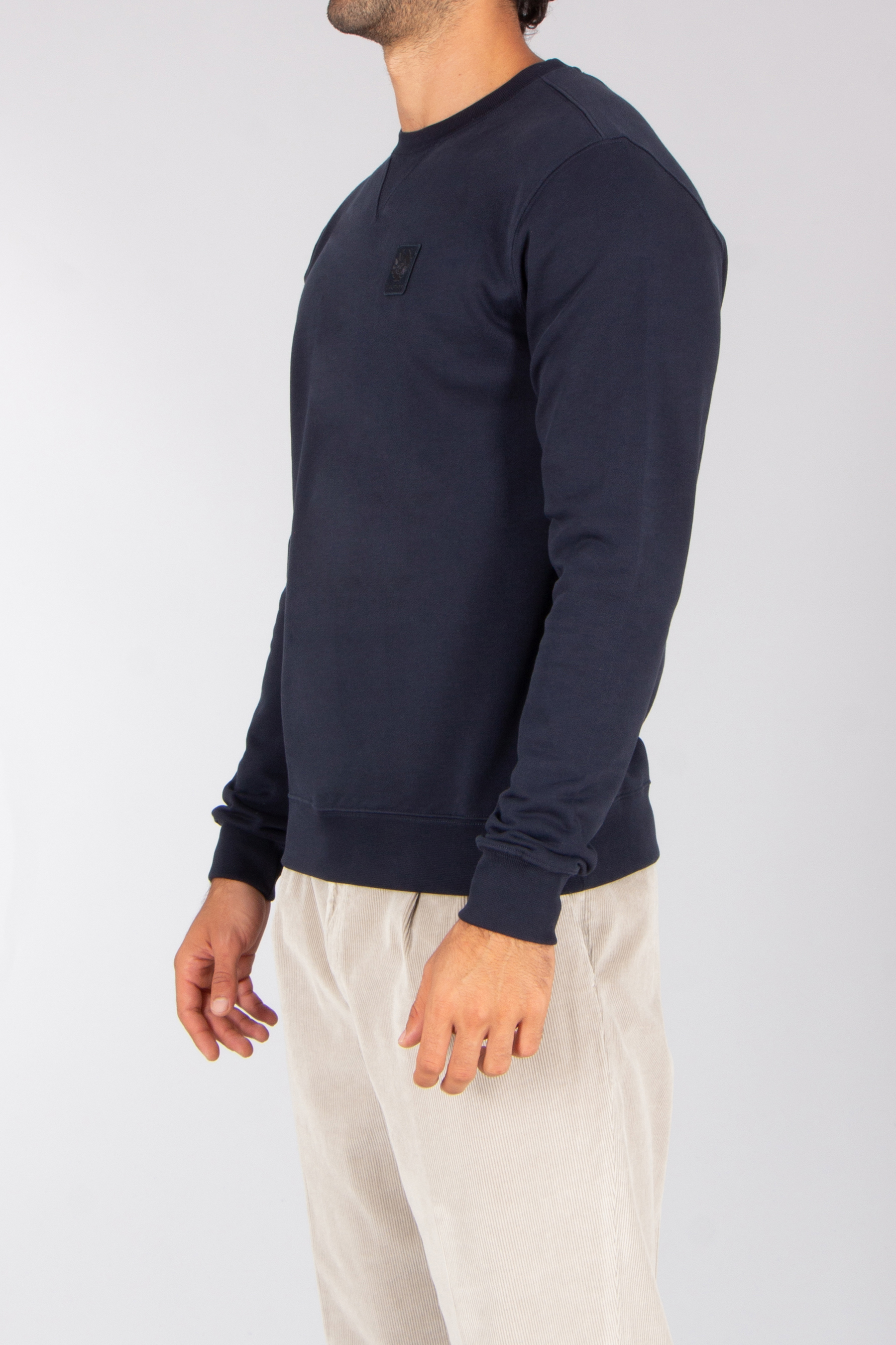 BELSTAFF Regular Fit Supima Cotton Fleece Crew Neck Sweatshirt Curator Langarm, Ärmel, Pullover, Mann, Person