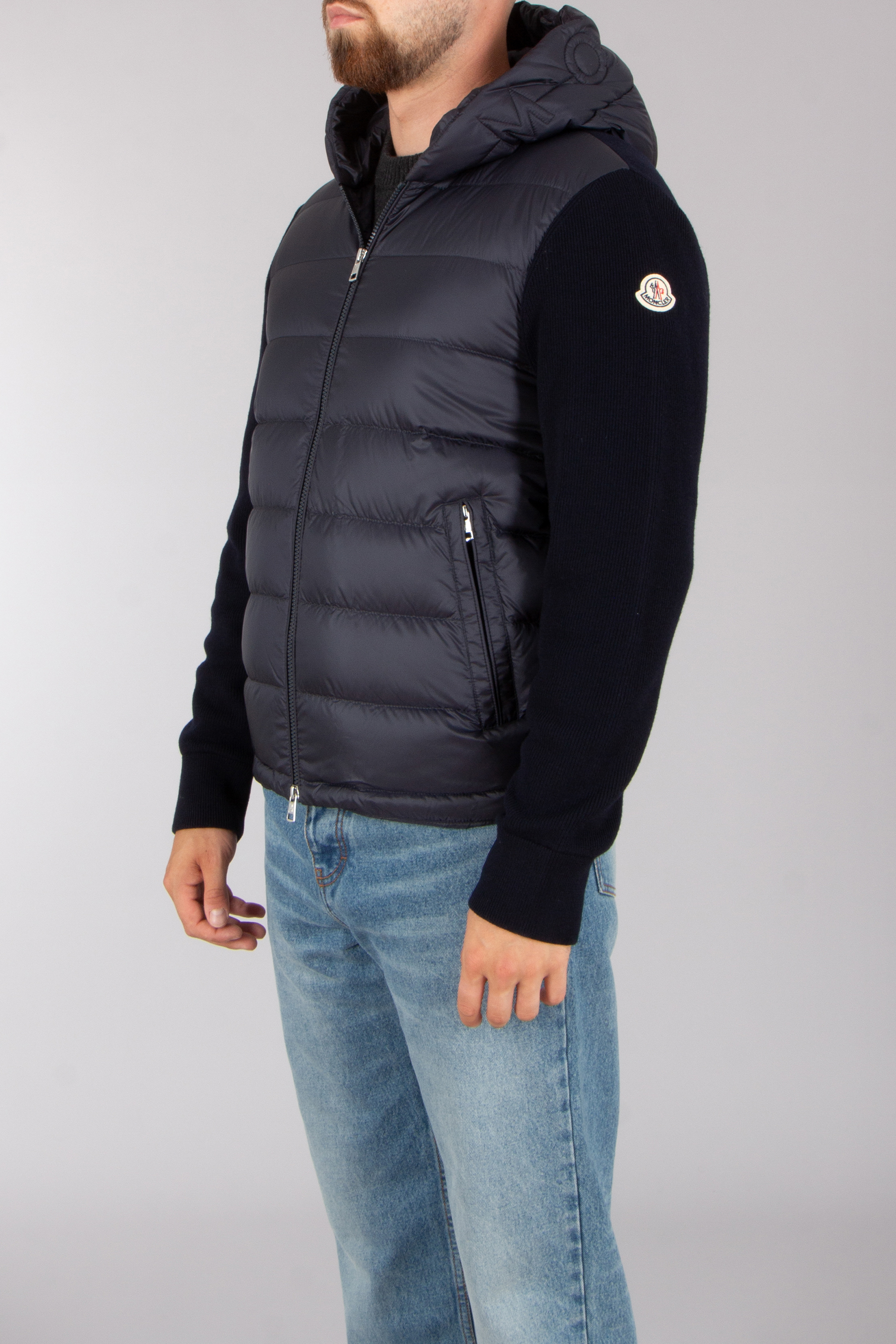 MONCLER Regular Fit Down Padded Virgin Wool Zip Cardigan Mantel, Jacke, Weste, Mann, Person