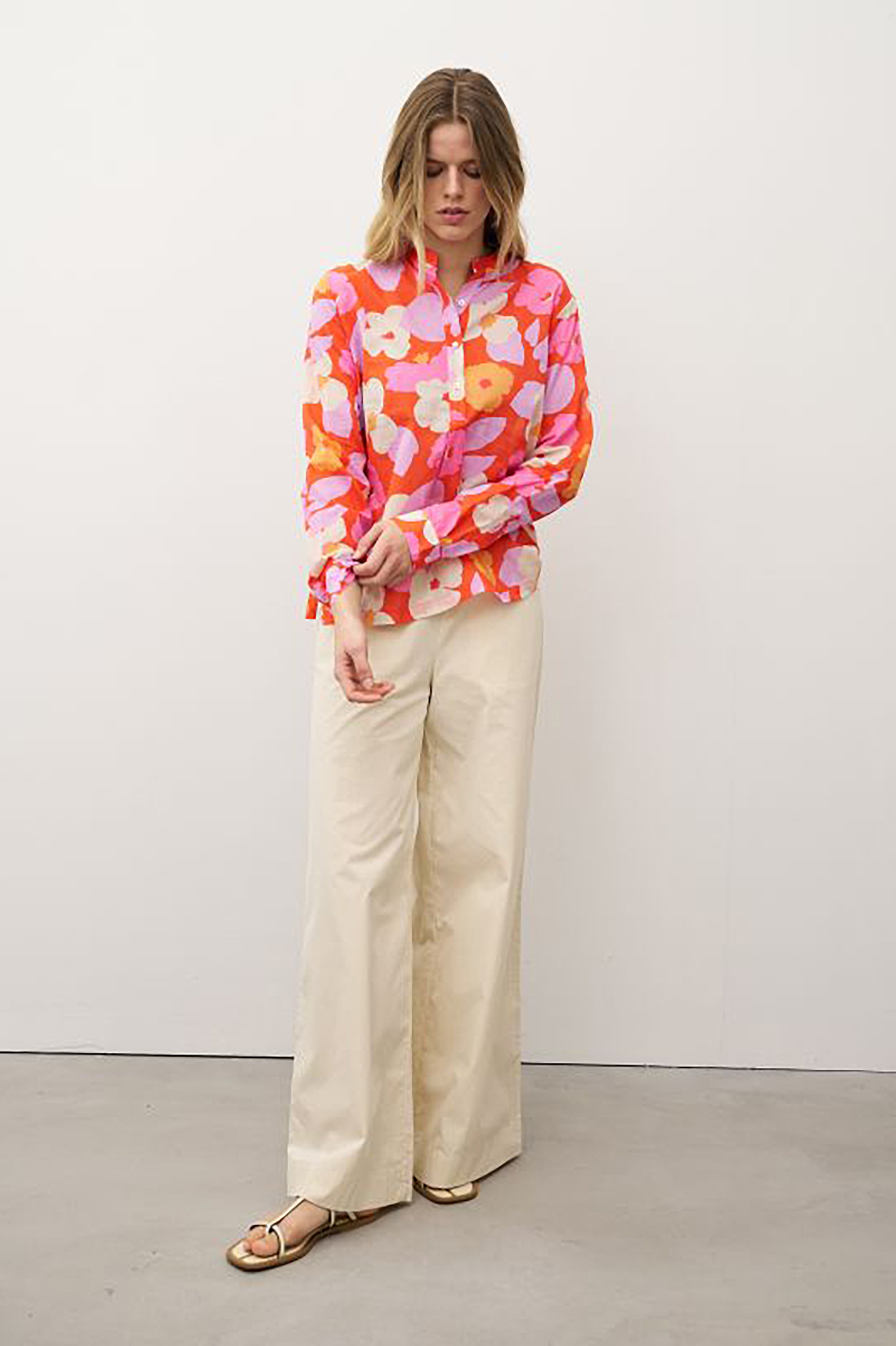 0039 ITALY Casual Fit Printed Cotton Blouse Janice